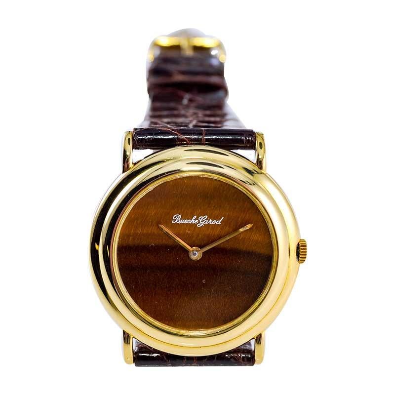 Bueche Girod Rare Tiger Eye Dress Watch with Micro Rotor Winding For Sale 2