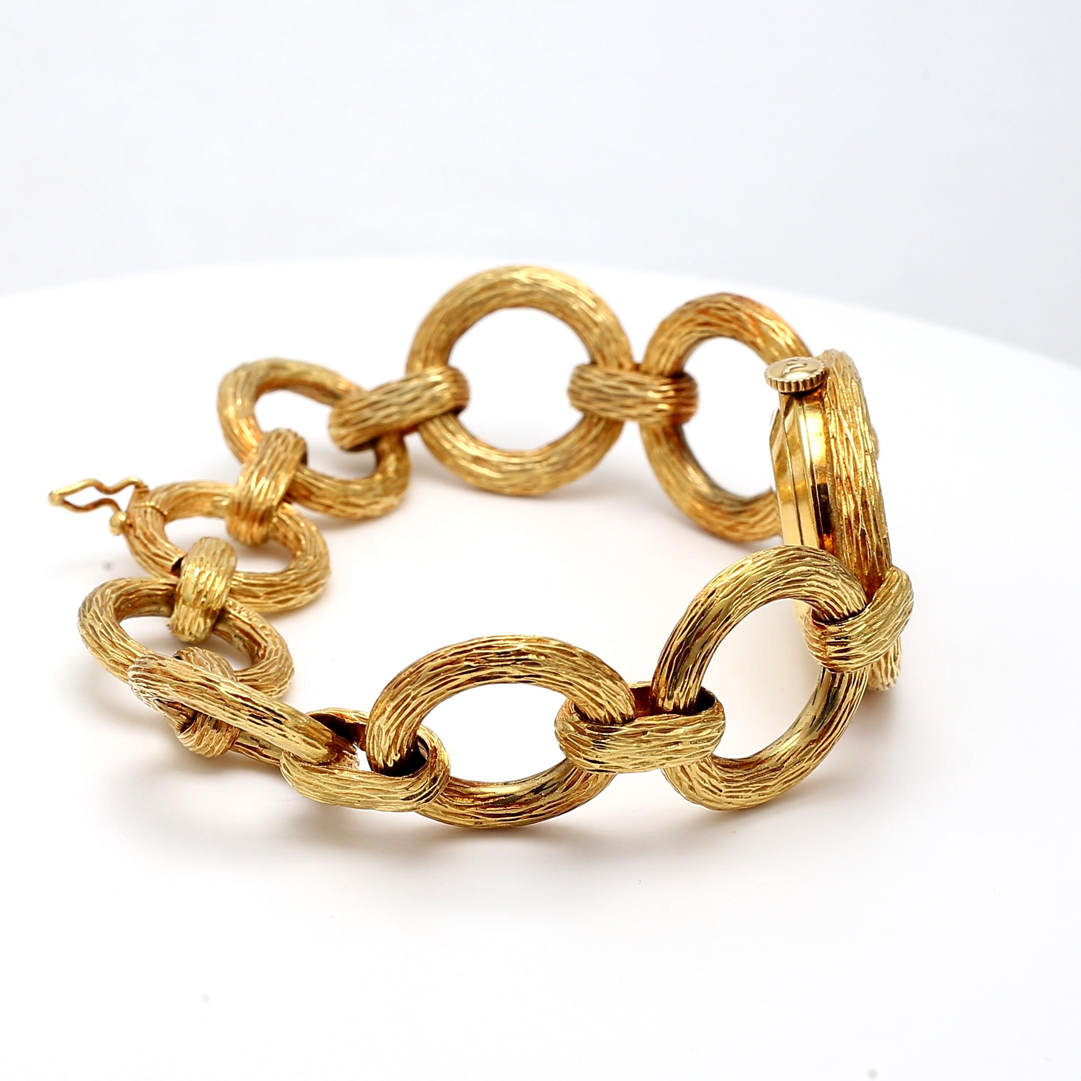 Bueche Girod Vintage 74,30 Gramm 18 Karat Gelbgold Armbanduhr Damen im Angebot