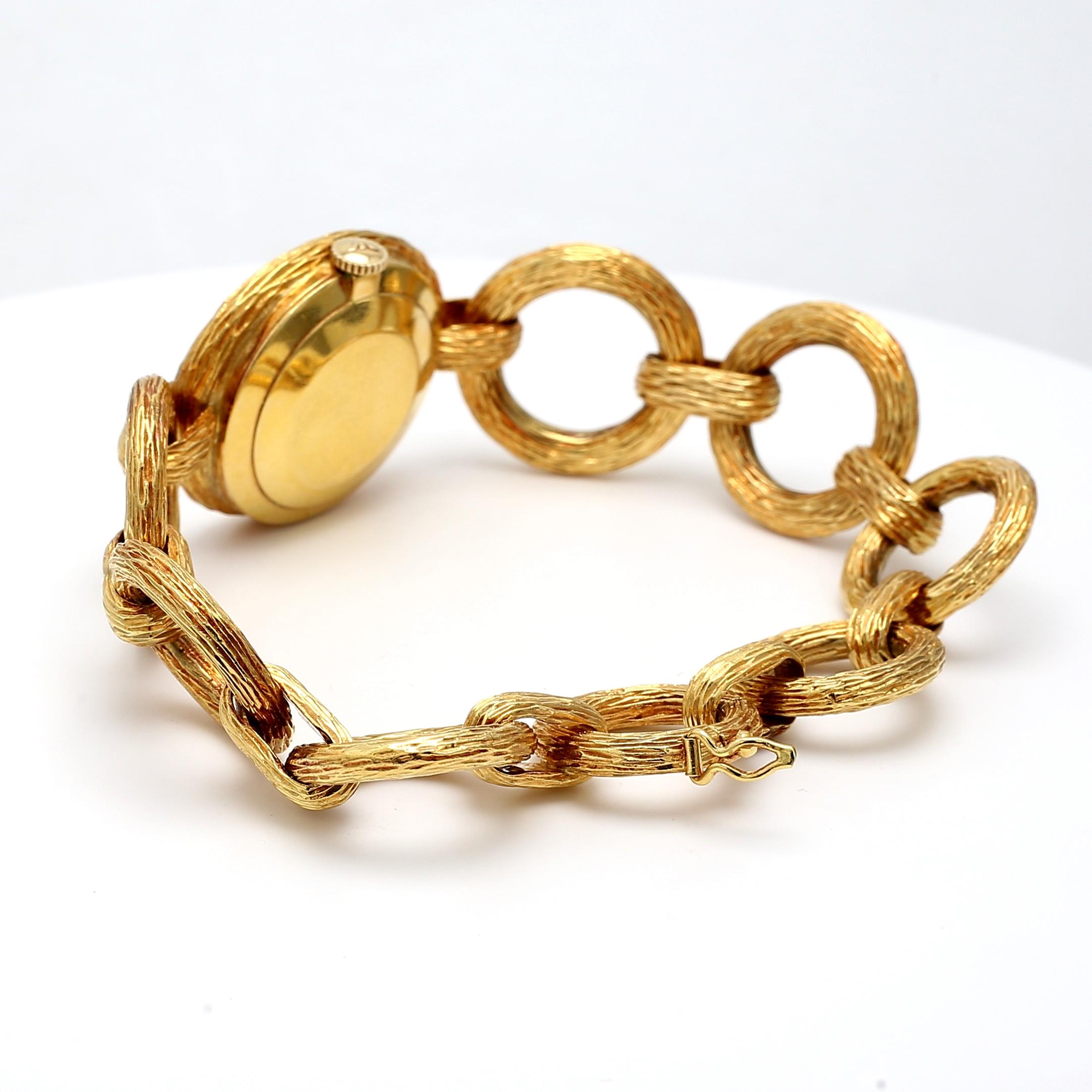 Bueche Girod Vintage 74,30 Gramm 18 Karat Gelbgold Armbanduhr im Angebot 3