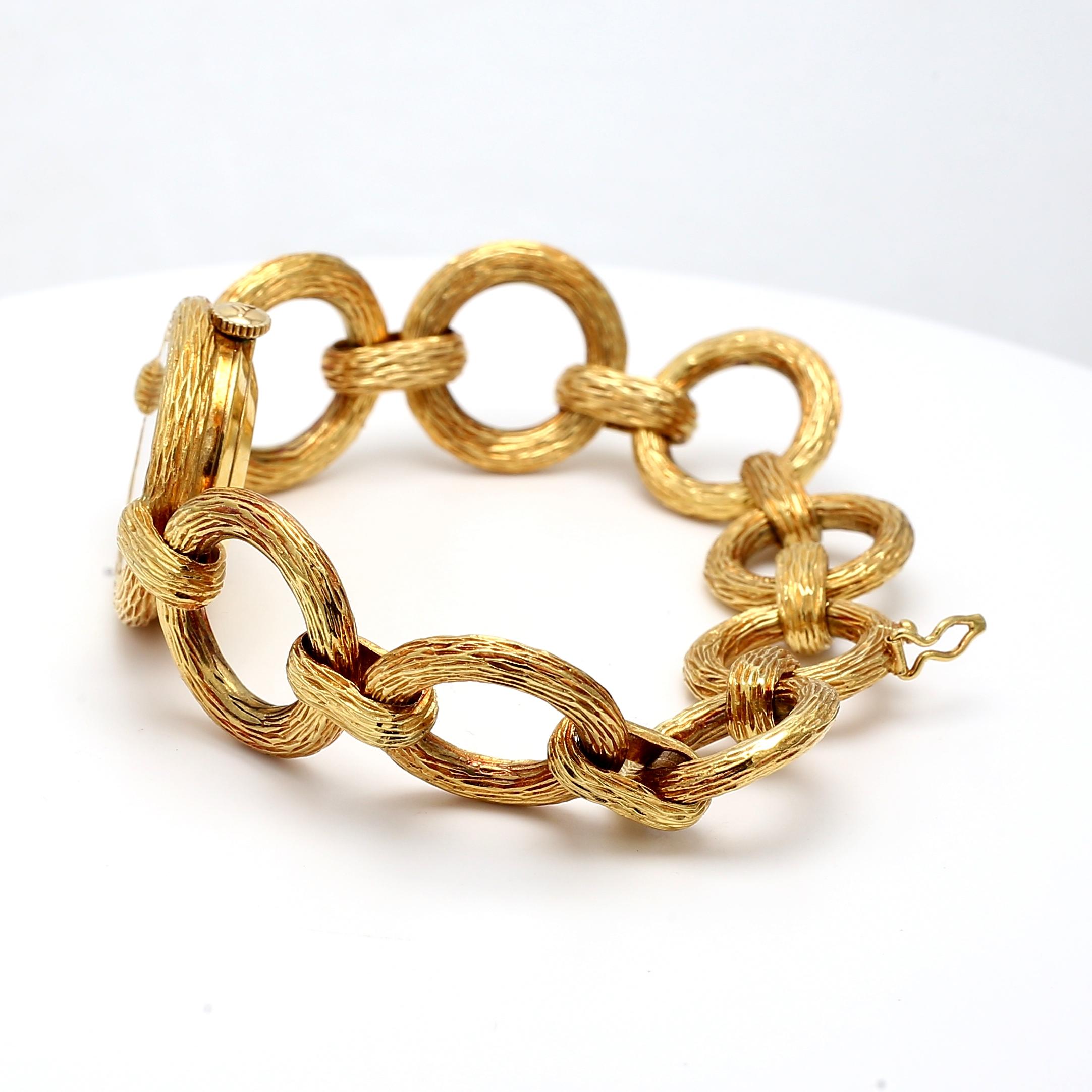 Bueche Girod Vintage 74,30 Gramm 18 Karat Gelbgold Armbanduhr im Angebot 4