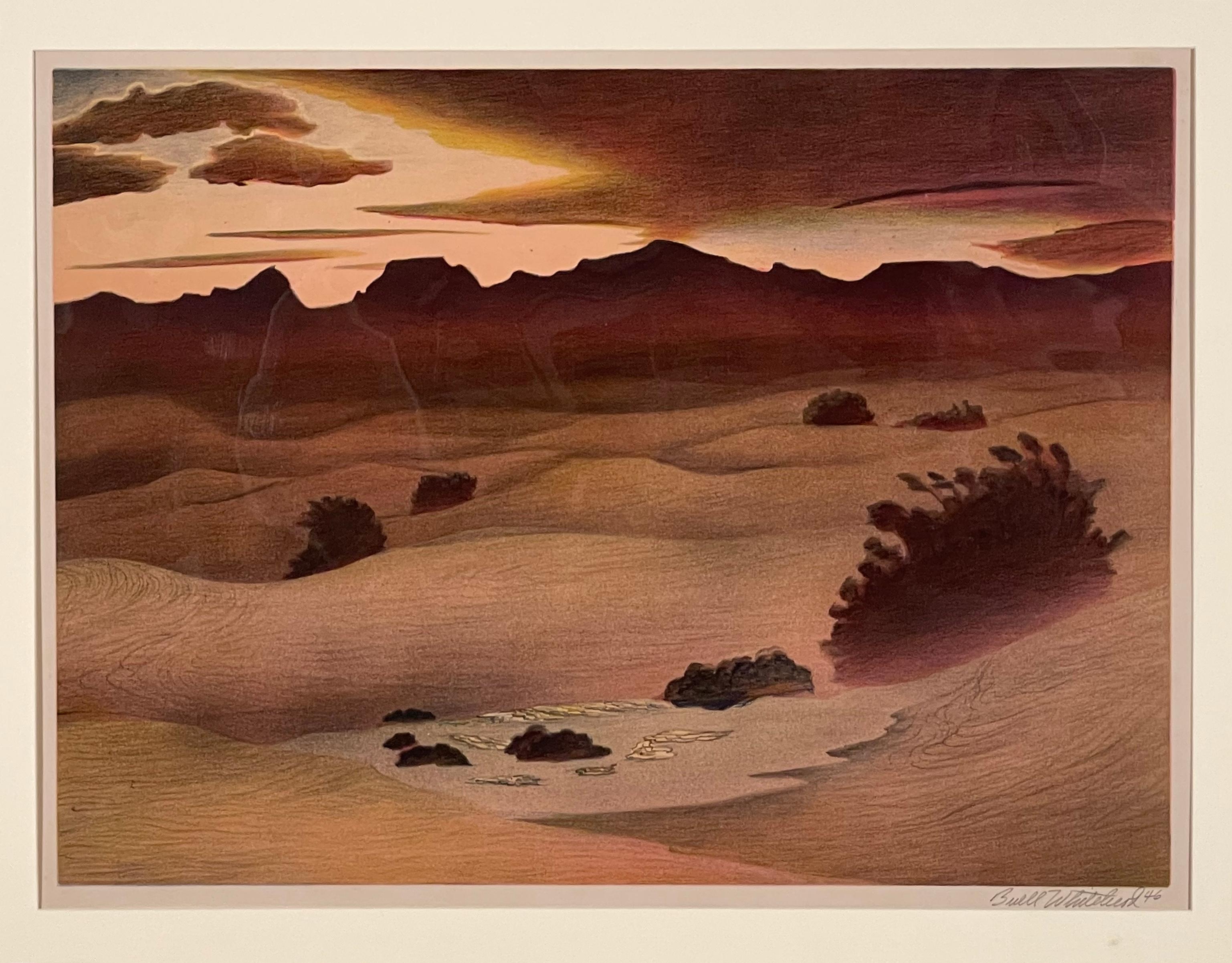 Buell Whitehead Landscape Print – DEATH VALLEY-Sonnenset