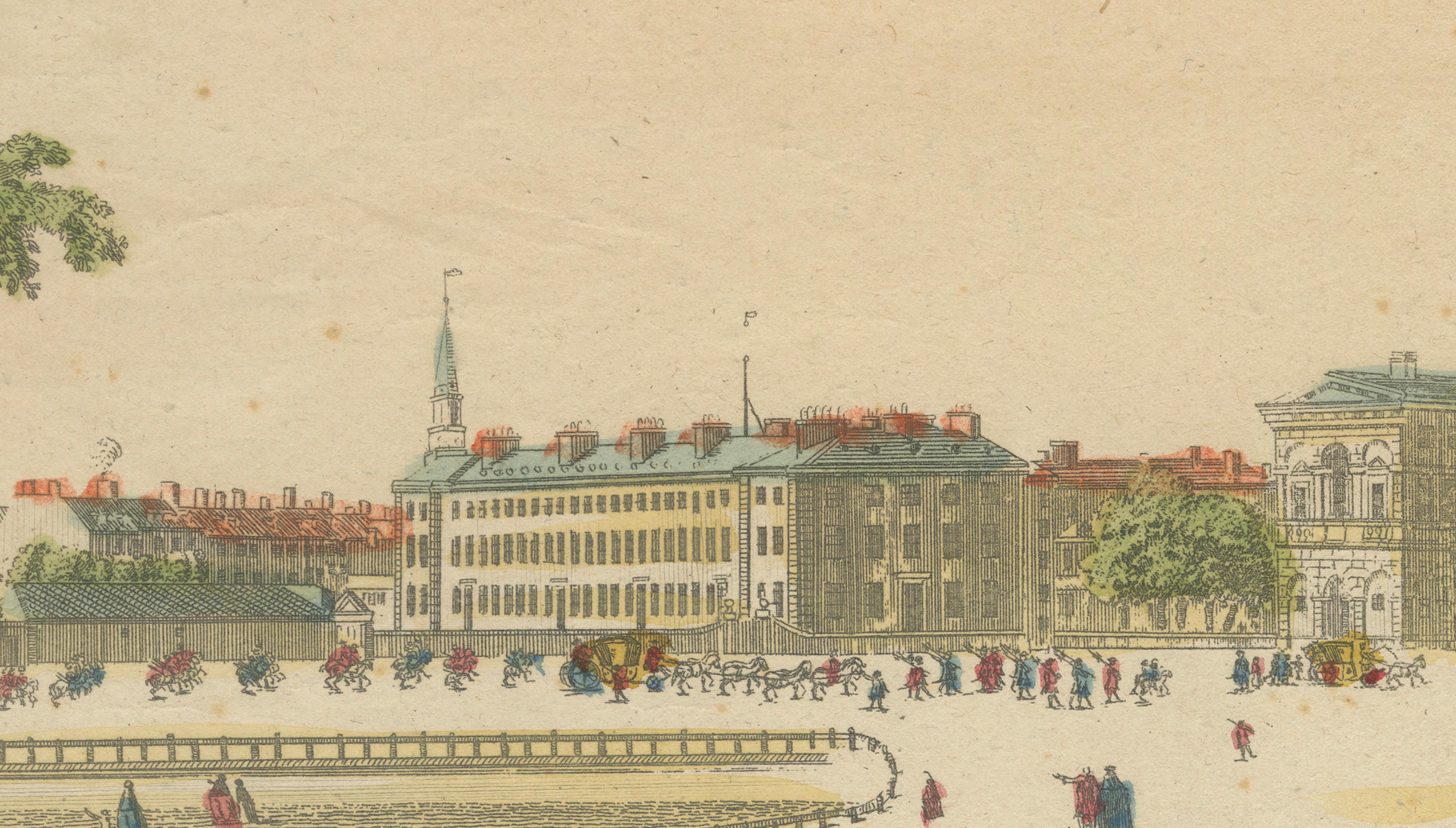 Paper Optical View of the Royal Palace at Buen Retiro, Hand-Colored, London c.1780 For Sale