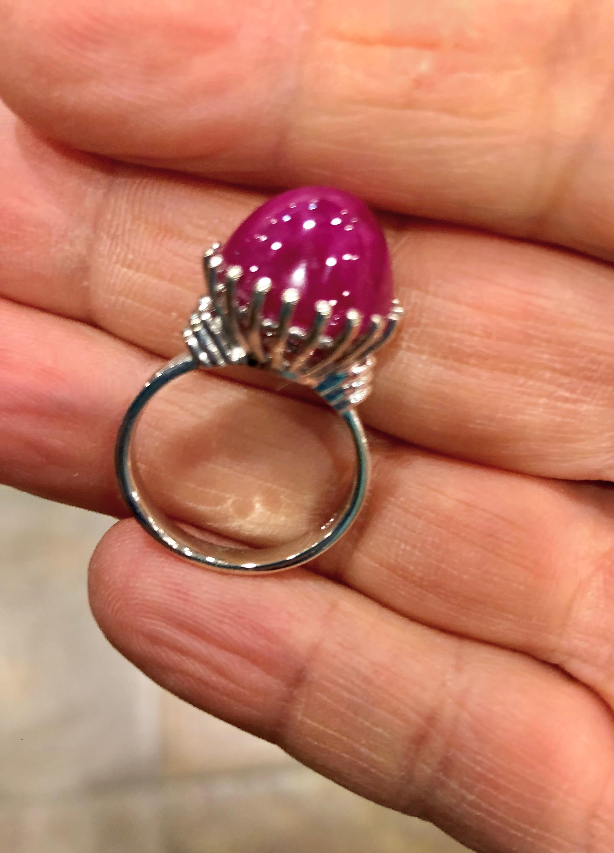 Burma Ruby White Gold Solitaire Ring For Sale 1