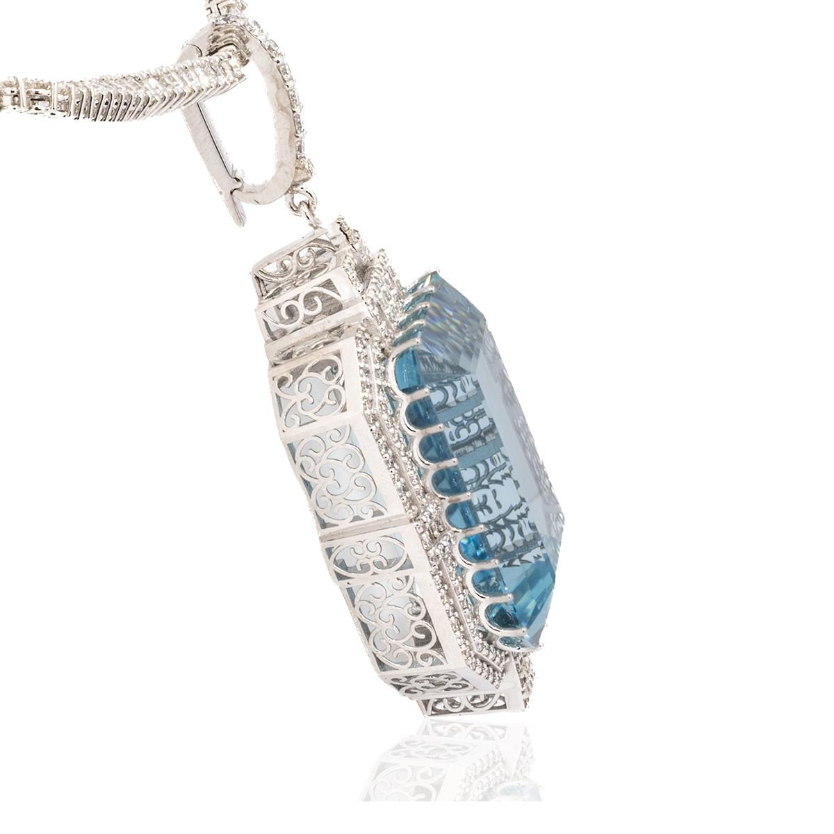 Art Deco Buena Vista Aquamarine Pendant For Sale