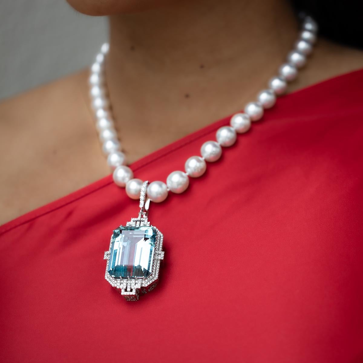 Women's or Men's Buena Vista Aquamarine Pendant For Sale