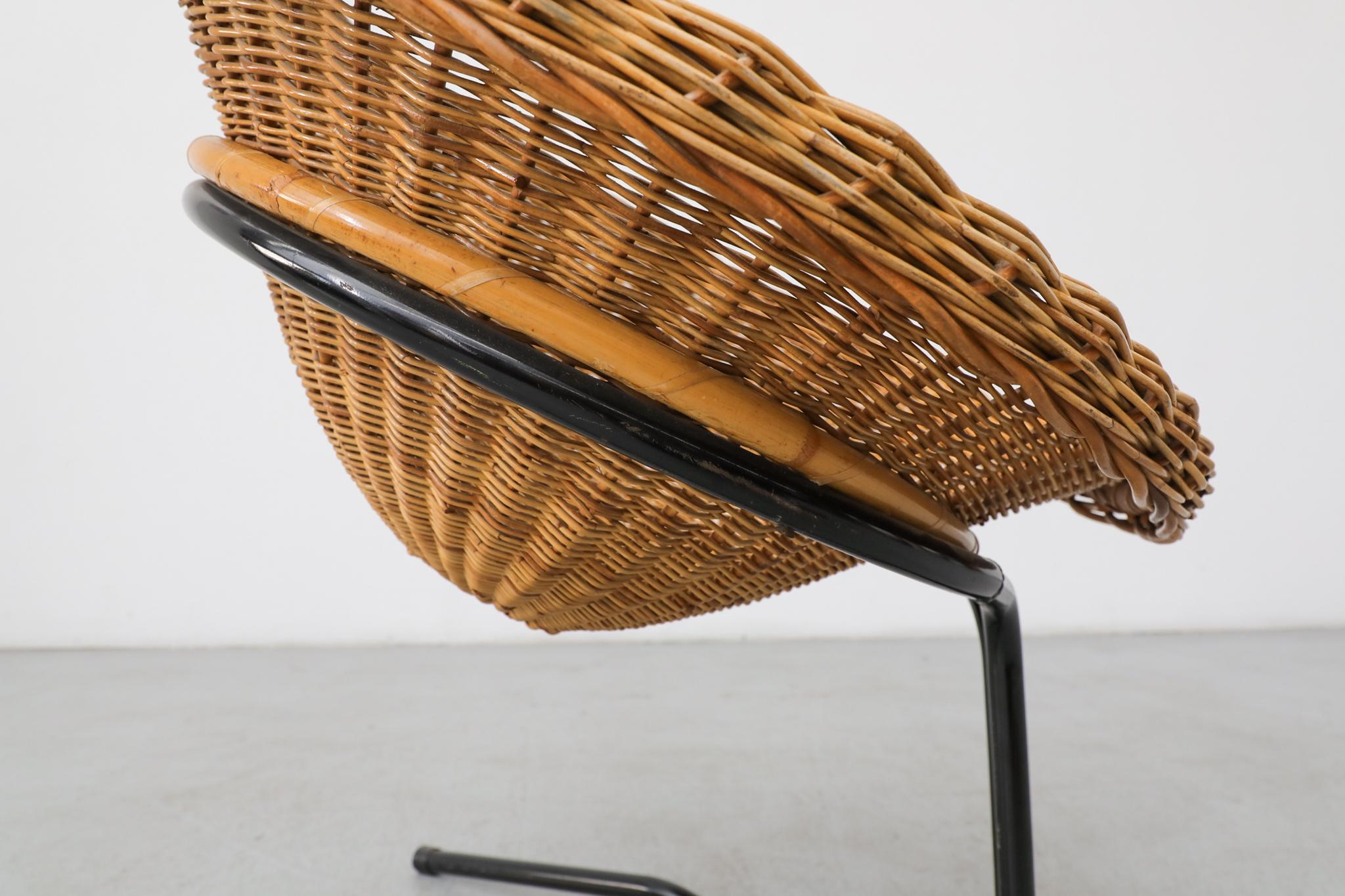 A. Bueno de Mesquita Silla de mimbre flotante de los años 50, Rohe Noordwolde en venta 8