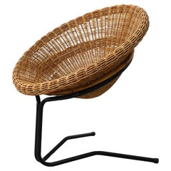 A. Bueno de Mesquita 1950s Floating Rattan Basket Chair, Rohe Noordwolde A. Bueno de Mesquita 1950s Floating Rattan Basket Chair, Rohe Noordwolde