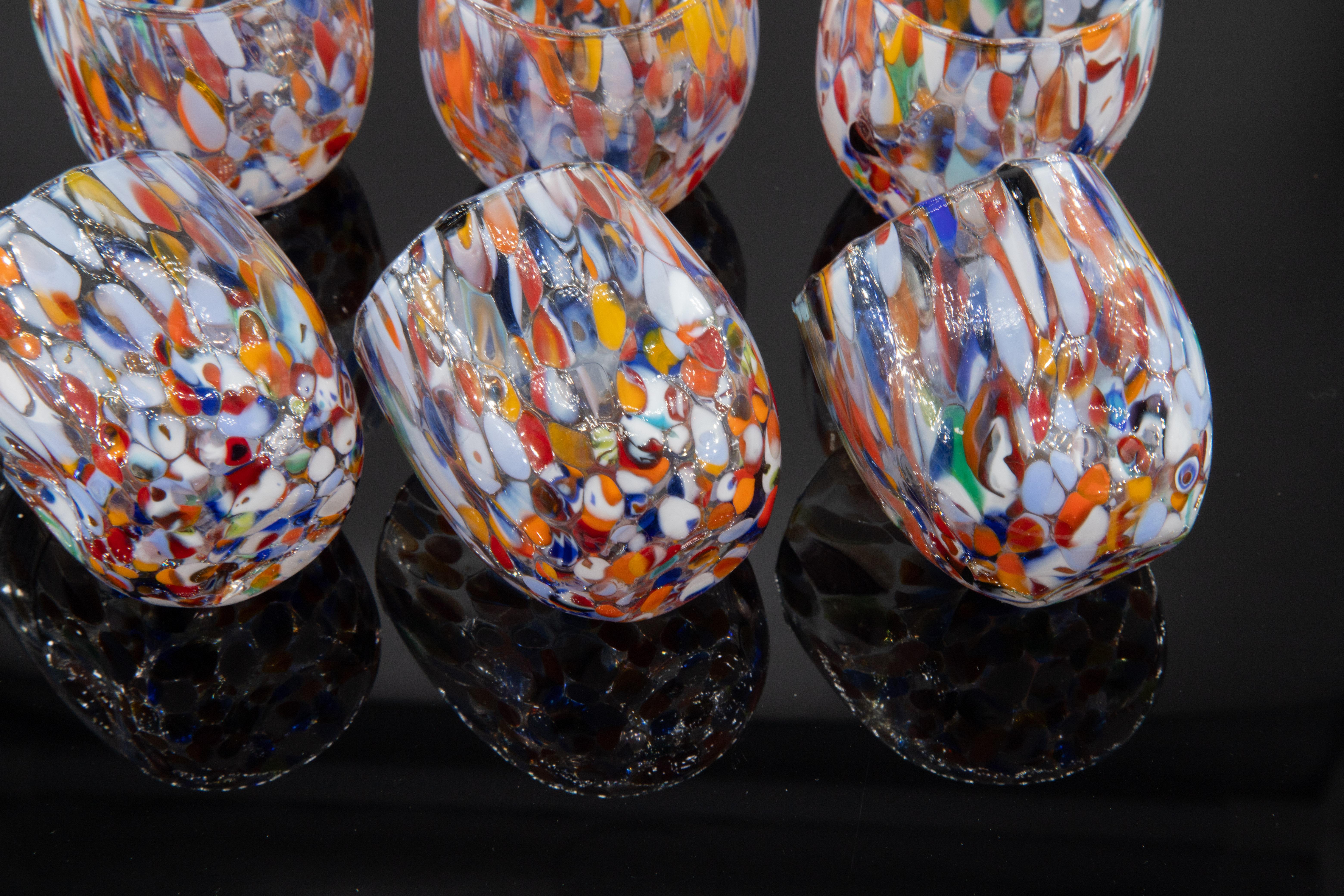  Buenos Aires, set of 6 Murano shot glasses color 