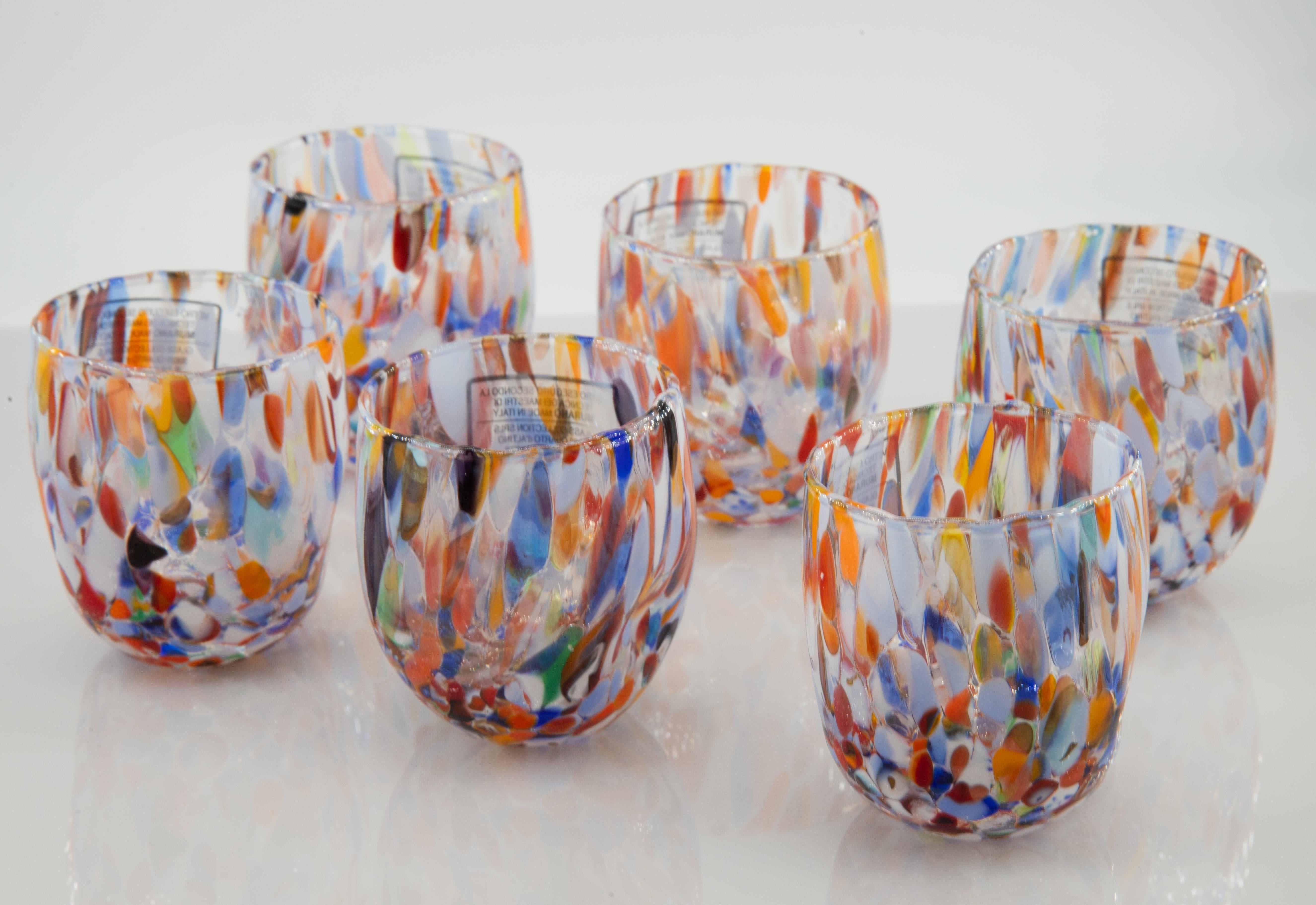 Murano Glass  Buenos Aires, set of 6 Murano shot glasses color 