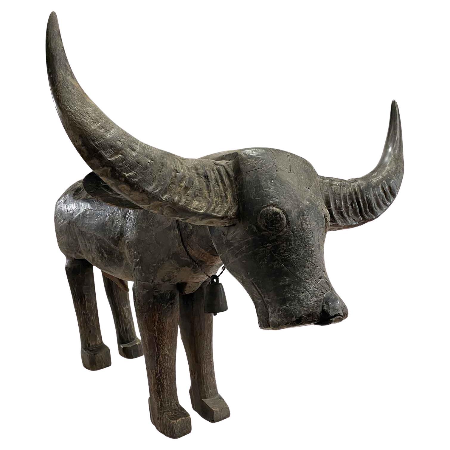 Bufalo D
Acqua Scultura Orientale In Legno Con Corna 1800