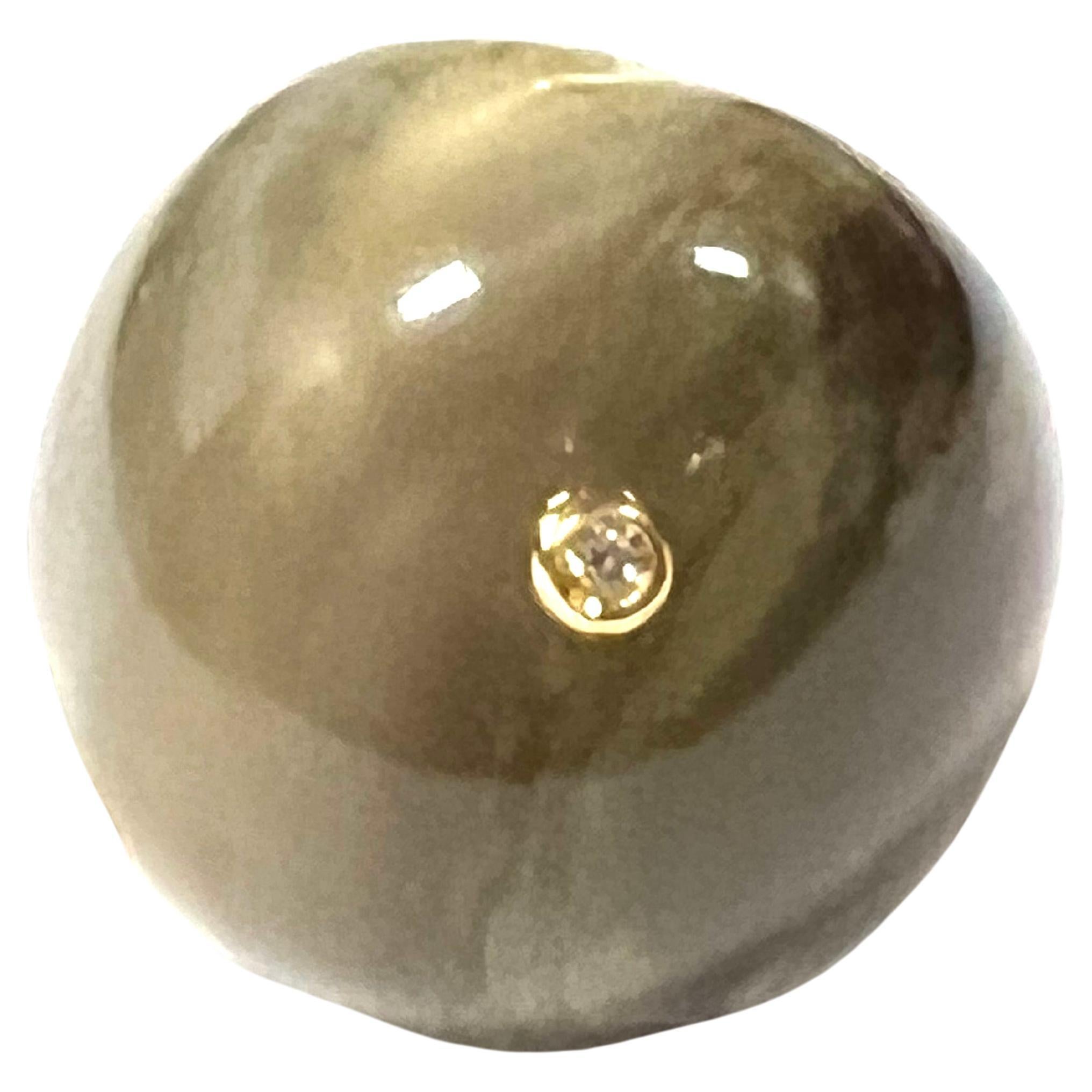 Klassischer Ring aus Büffelhorn mit 18 Karat Gold und weißem Diamant
