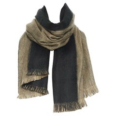 BUFANDY AW18 Shawl Fabian Ombre black grey brown alpaca wool wide fray fringe
