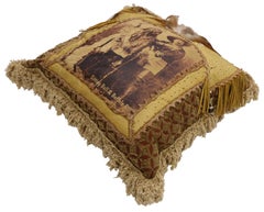 Buffalo Bill and Sitting Bull Leather Throw Pillow with Anglo-Indian Style