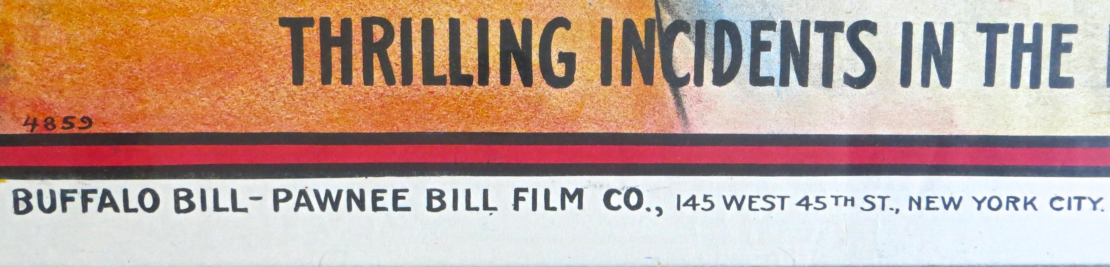 Polychromed Buffalo Bill Movie Poster American, circa 1912