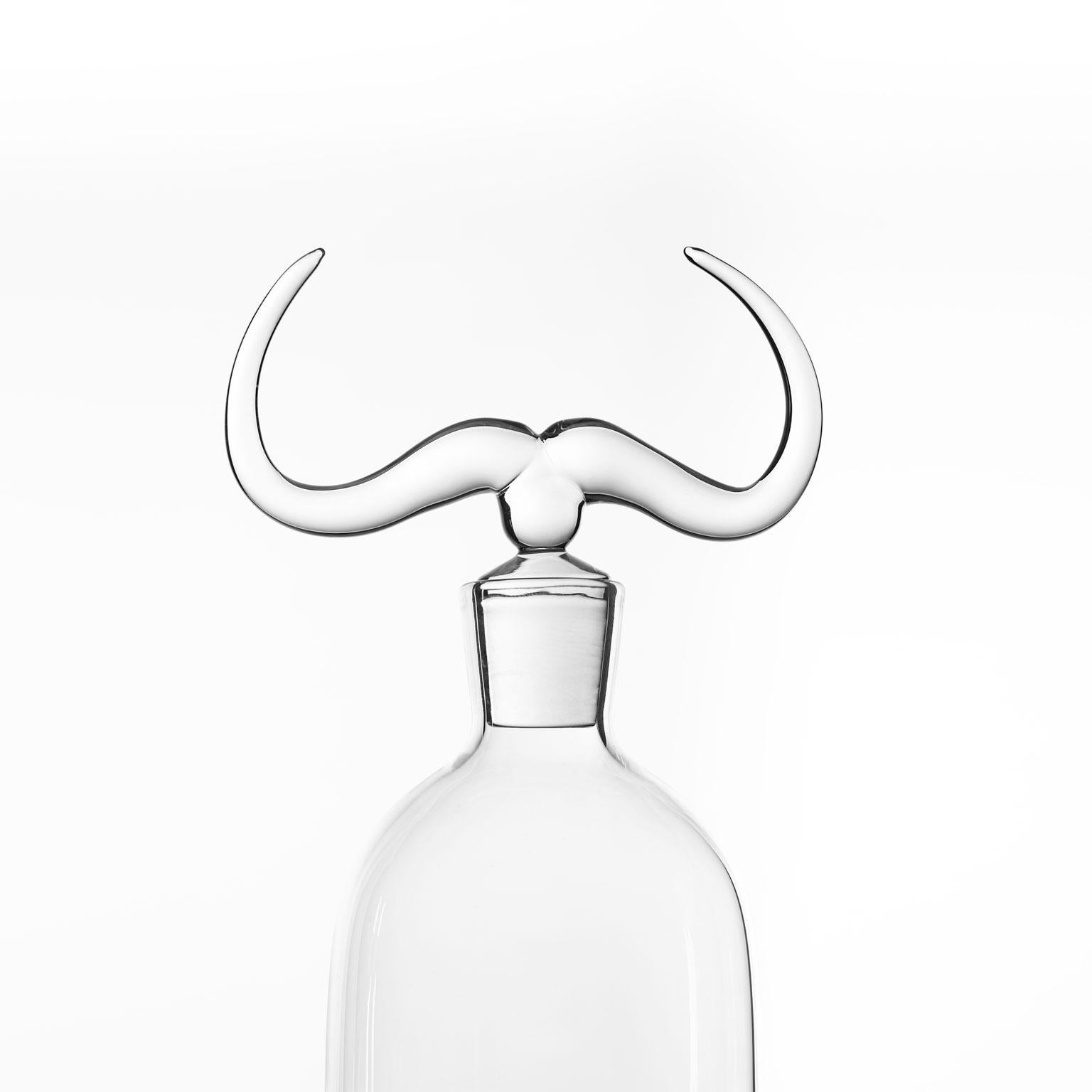 Modern 'Buffalo Bottle' Hand Blown Glass Bottle by Simone Crestani For Sale