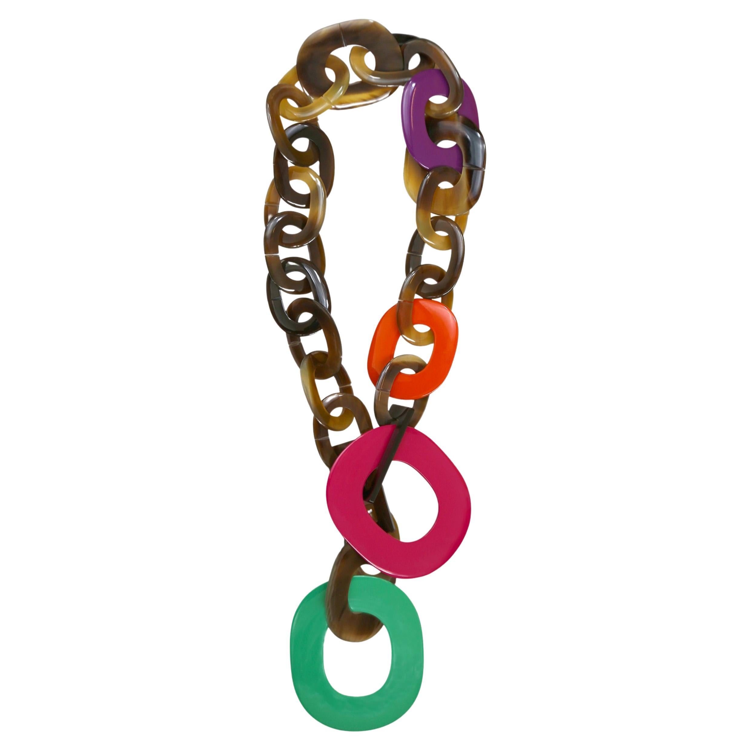 Buffalo Horn Lacquer Lariat Style Necklace