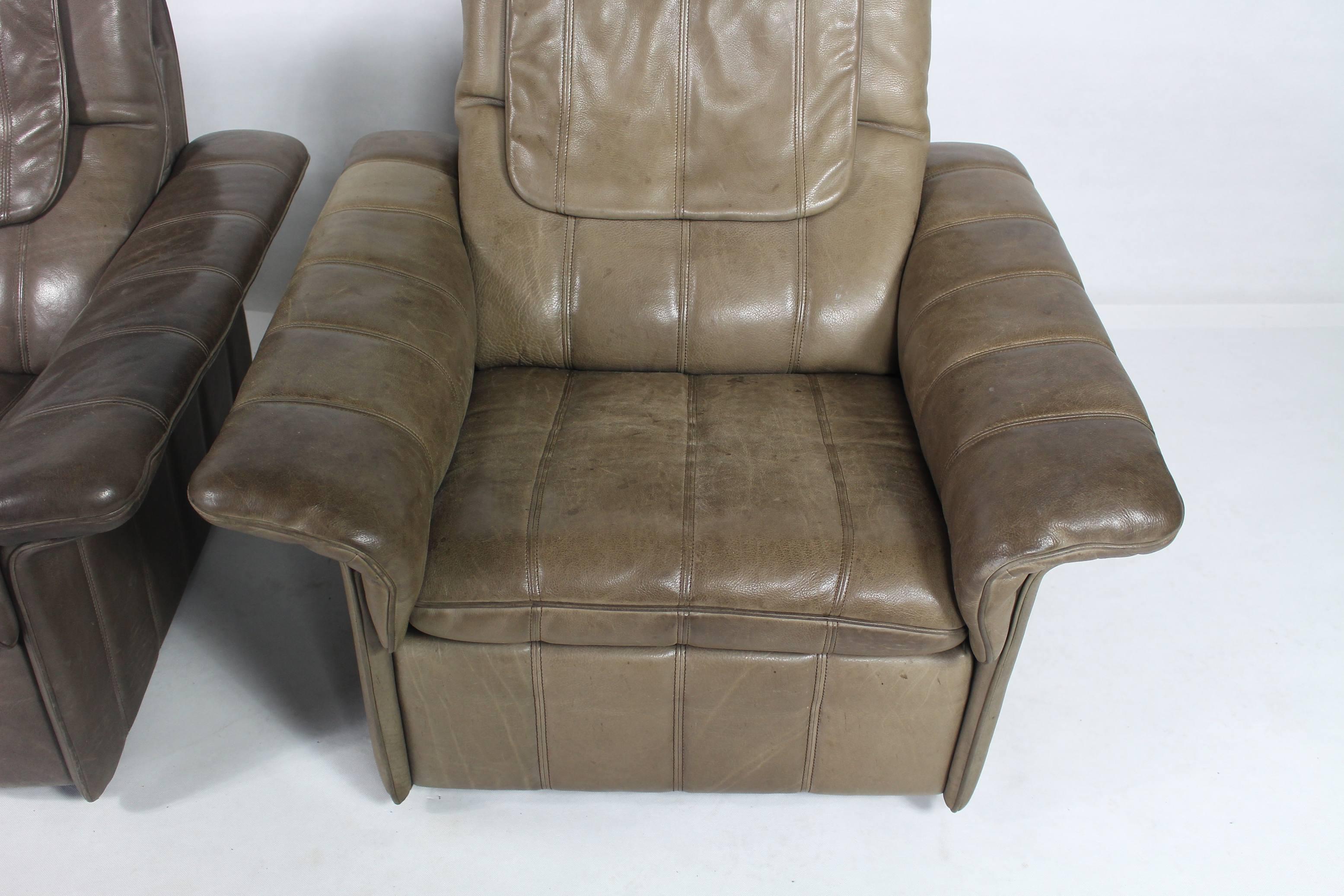 Buffalo Leather Lounge Chair by De Sede of Switzerland, 1970s For Sale 5