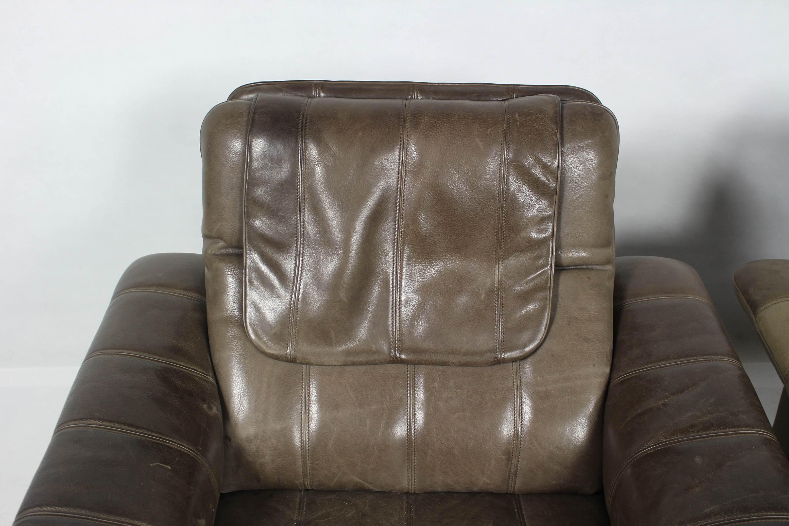 20th Century Buffalo Leather Lounge Chair by De Sede of Switzerland, 1970s For Sale