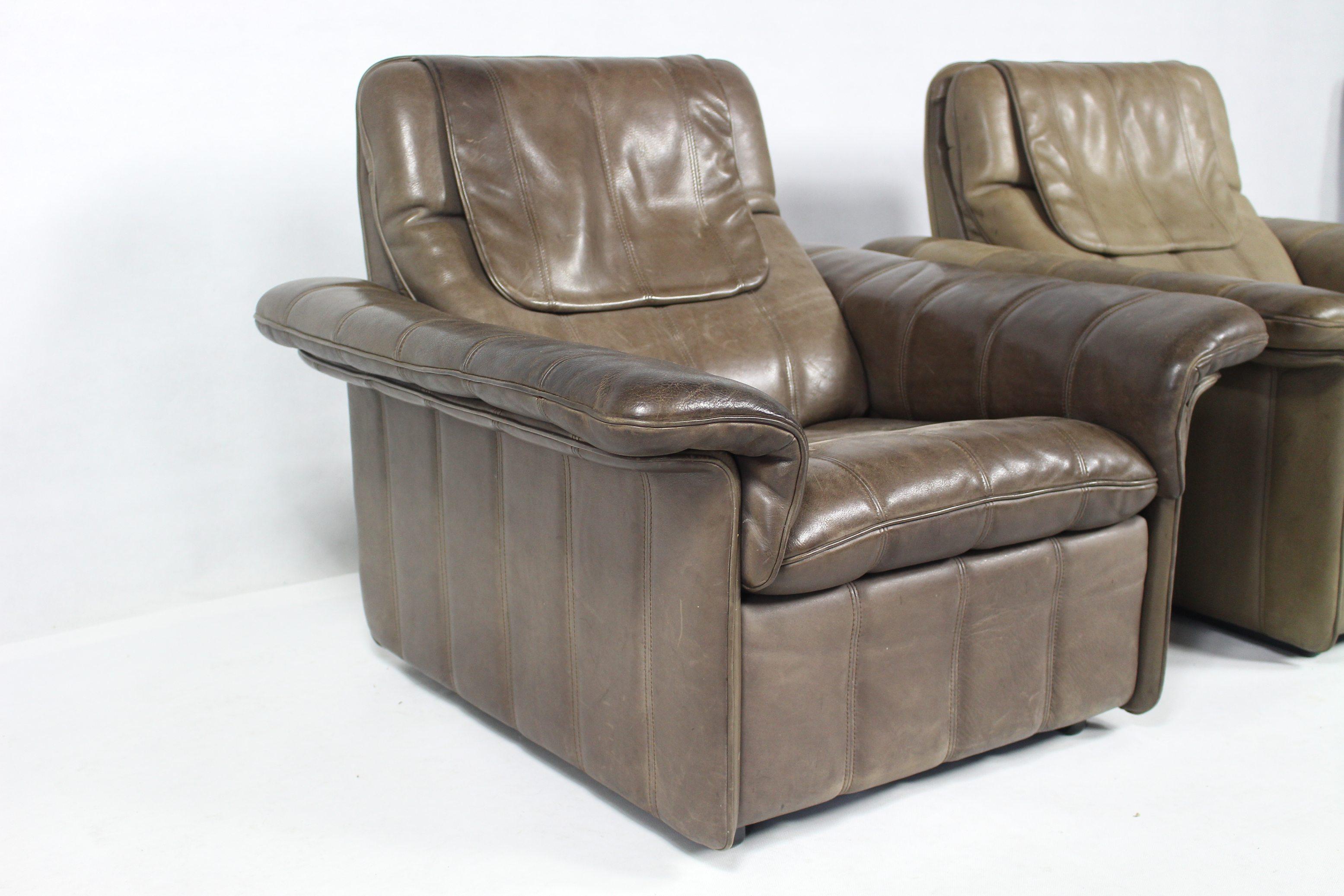 Buffalo Leather Lounge Chair by De Sede of Switzerland, 1970s For Sale 2