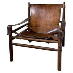 Buffalo Leather 'Safari' Armchair in the Style of Arne Norell