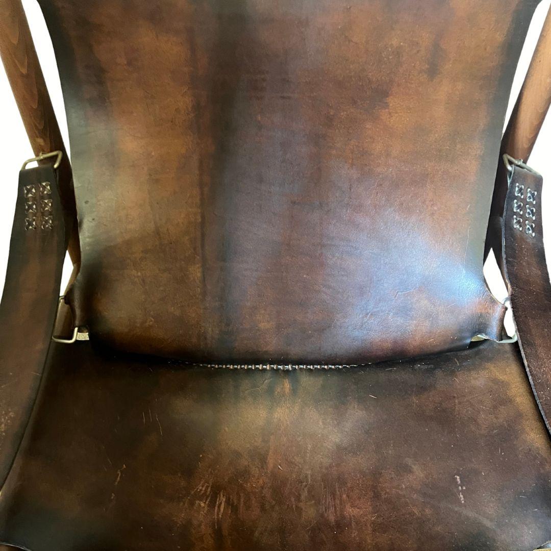 Buffalo Leather 'Safari' Armchairs in the Style of Arne Norell In Fair Condition For Sale In Budapest, HU