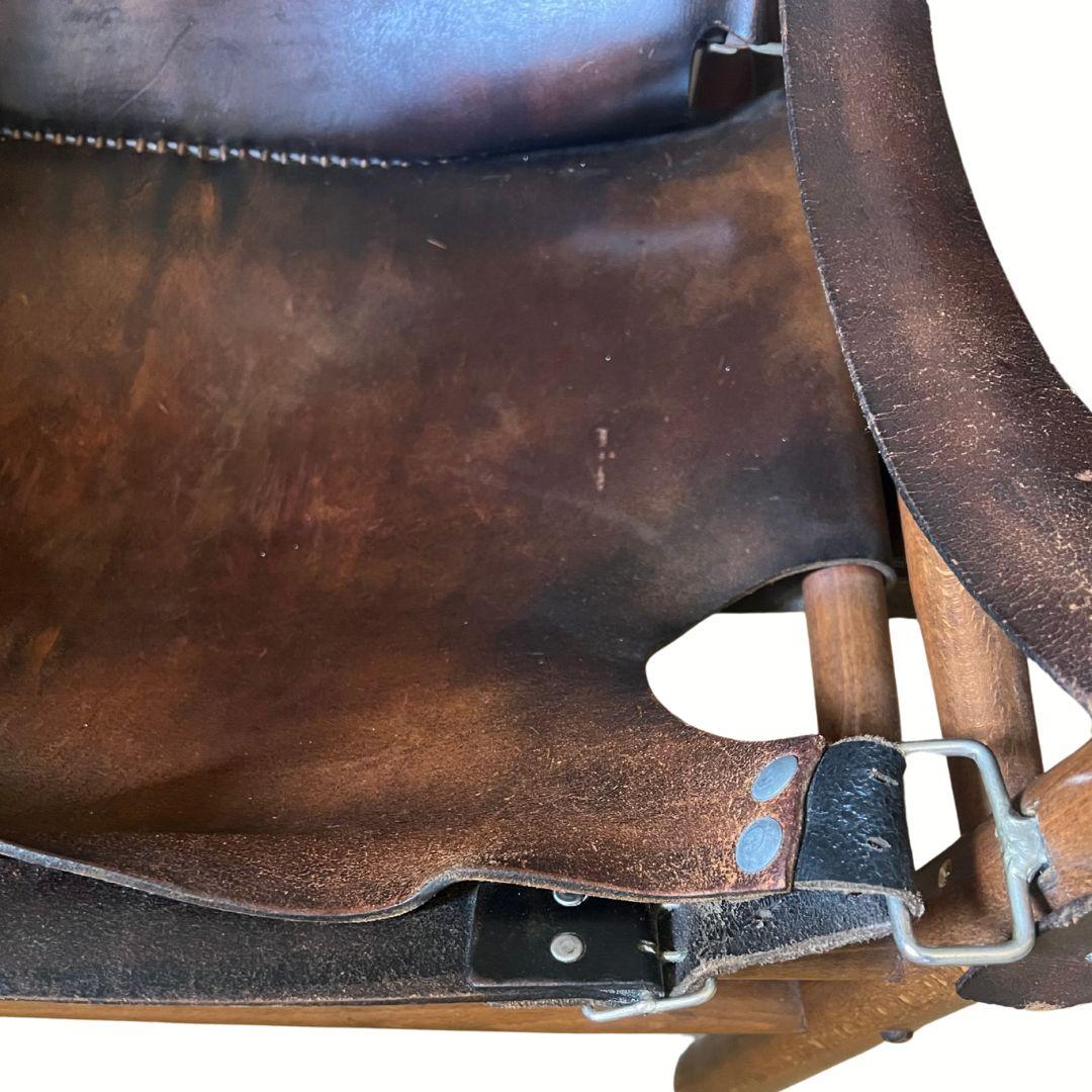 Late 20th Century Buffalo Leather 'Safari' Armchairs in the Style of Arne Norell For Sale