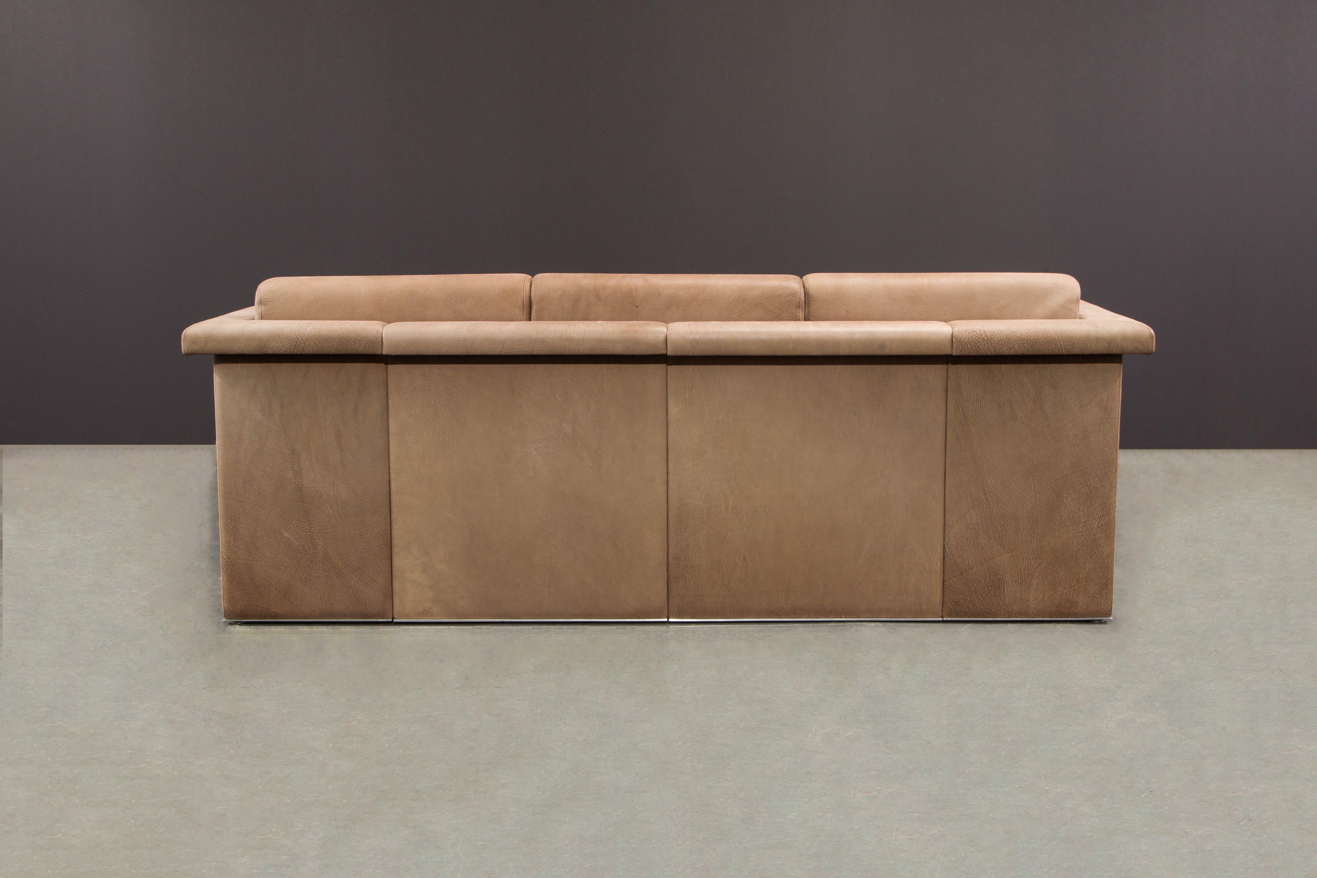Buffalo Leather Sofa by Robert and Trix Haussmann for Knoll, c. 1988, Signed For Sale 2