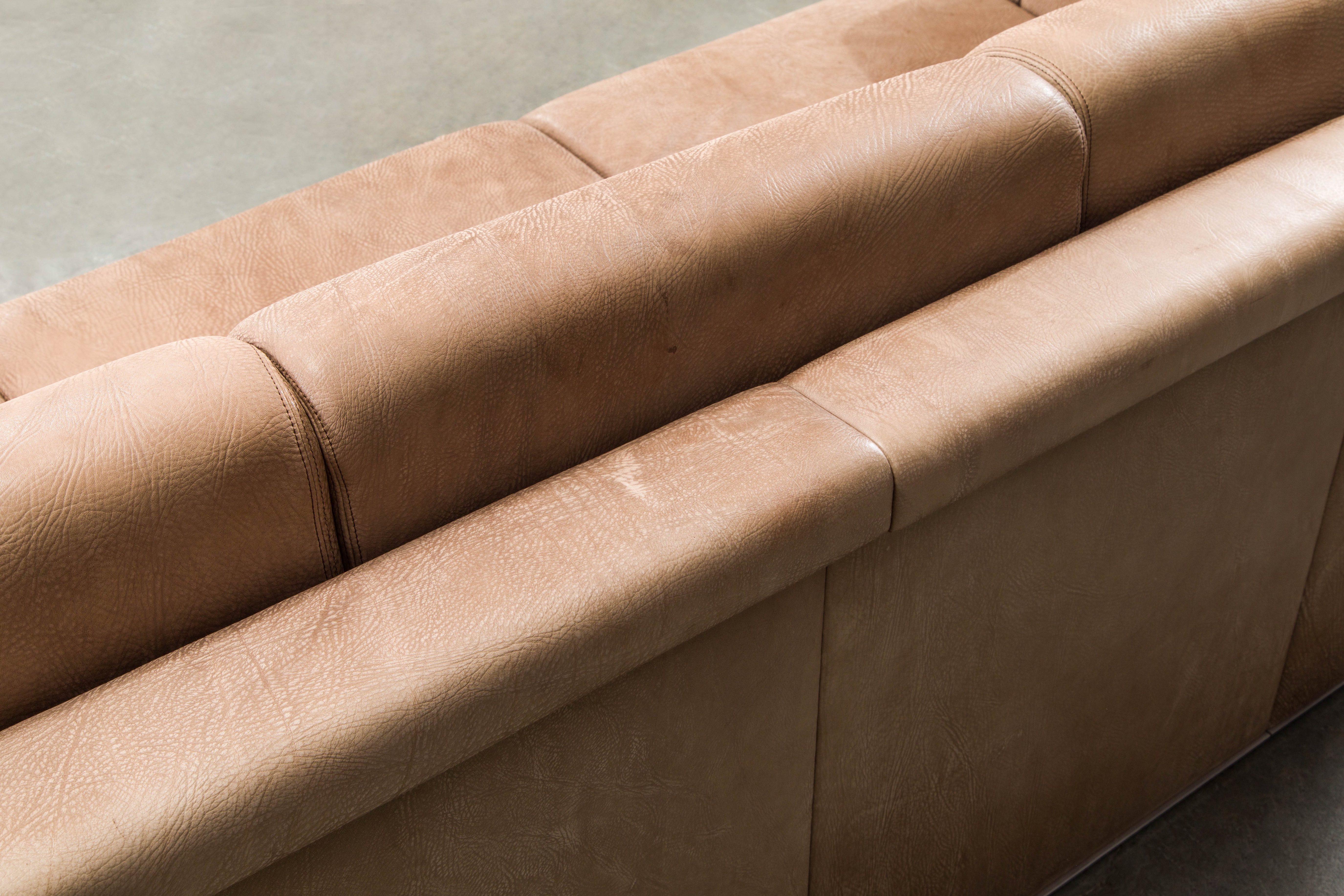 Buffalo Leather Sofa by Robert and Trix Haussmann for Knoll, c. 1988, Signed For Sale 5
