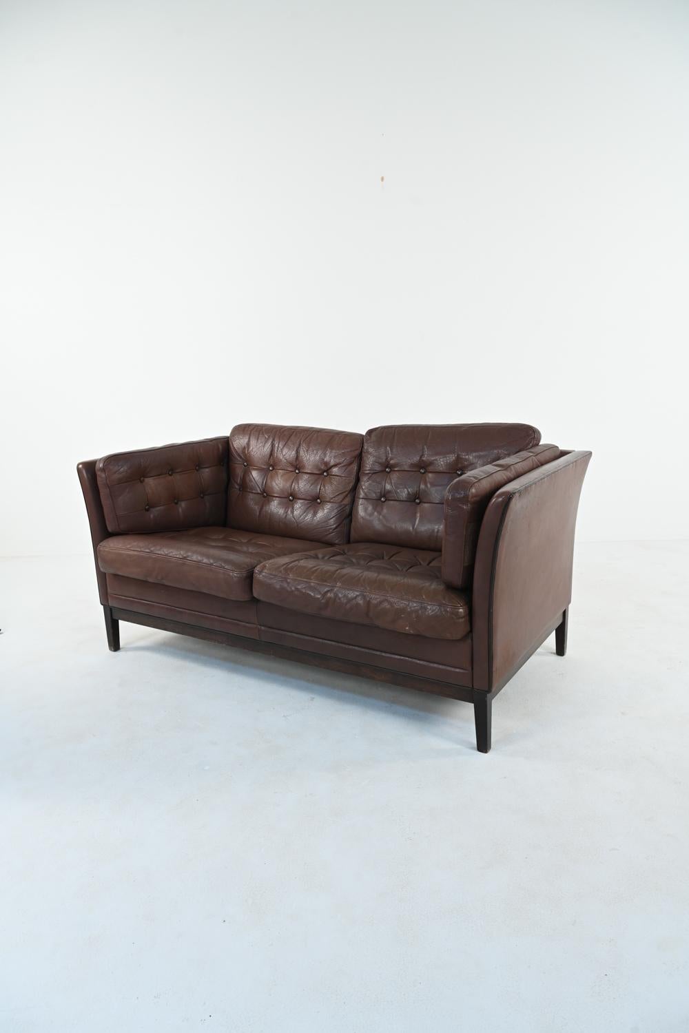 Buffalo Leather Sofa Suite in the Manner of Mogens Hansen, c. 1970's 10