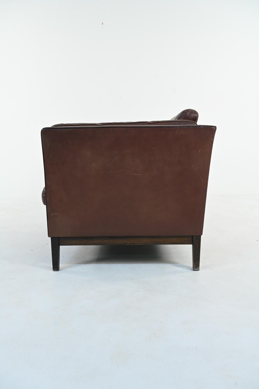 Buffalo Leather Sofa Suite in the Manner of Mogens Hansen, c. 1970's 11