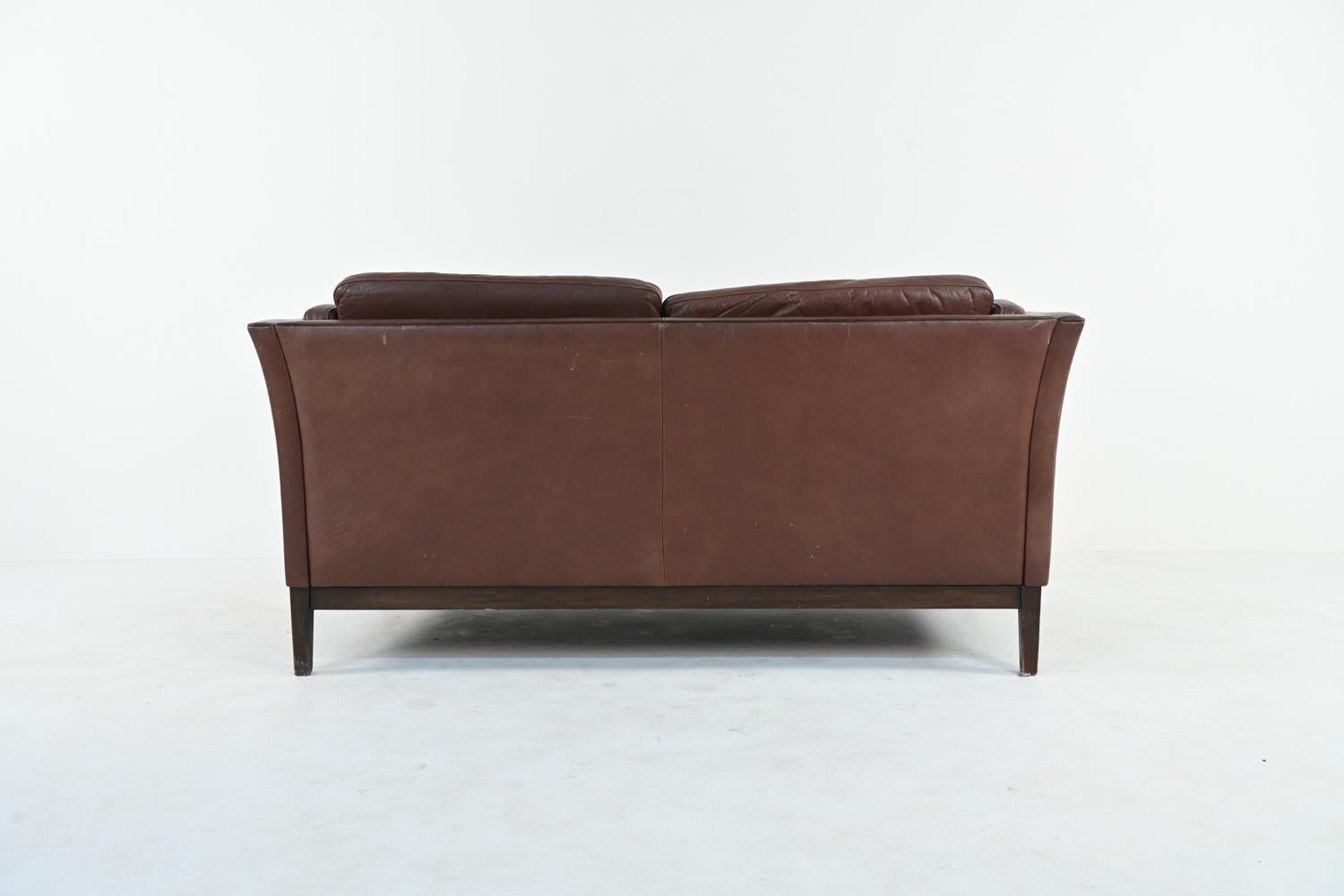 Buffalo Leather Sofa Suite in the Manner of Mogens Hansen, c. 1970's 12