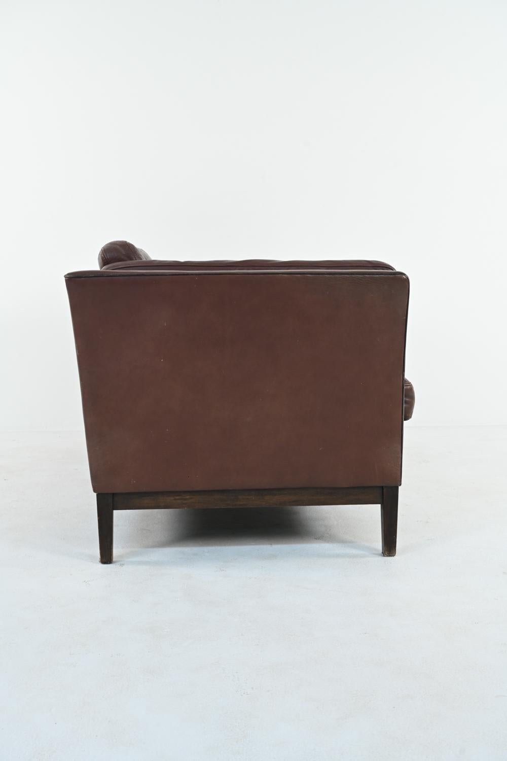 Buffalo Leather Sofa Suite in the Manner of Mogens Hansen, c. 1970's 13