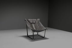 ‘Buffalo’ Lounge Chair in Cow Hide and Steel by Kwok Hoi Chan, France 1969