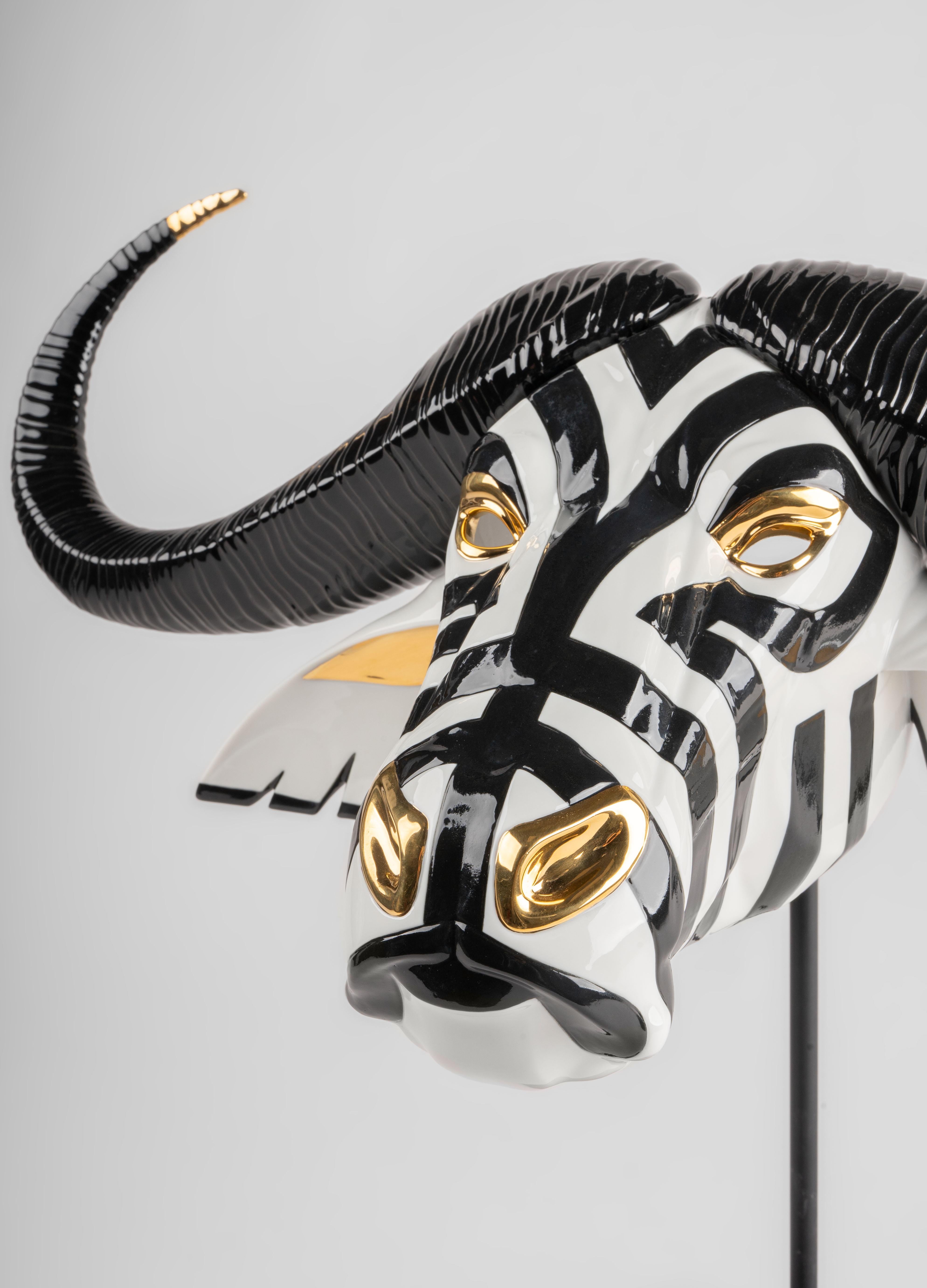 Contemporary Buffalo Mask 'Black-Gold' For Sale