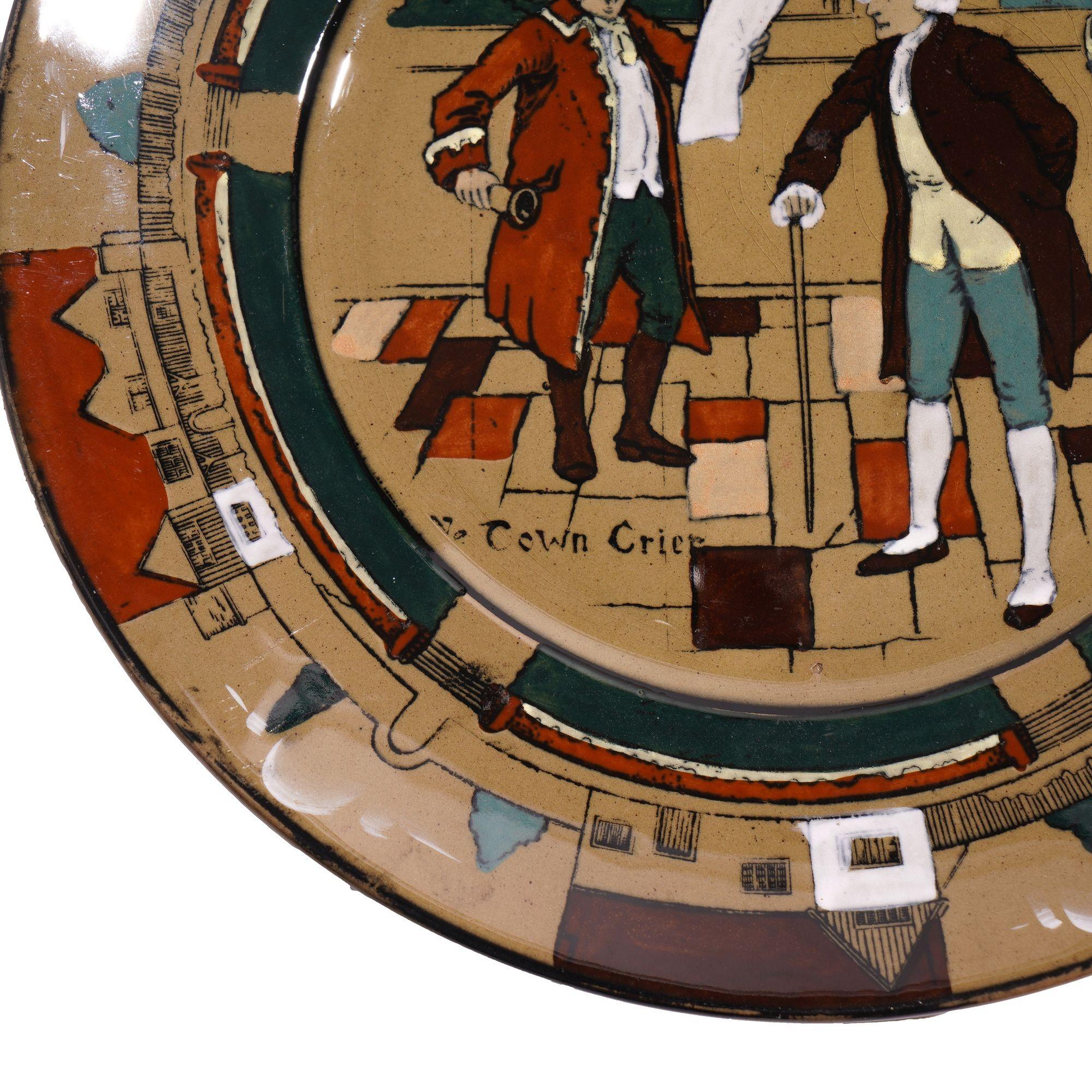 American Buffalo Pottery Ye Town Crier plate, 1908 For Sale