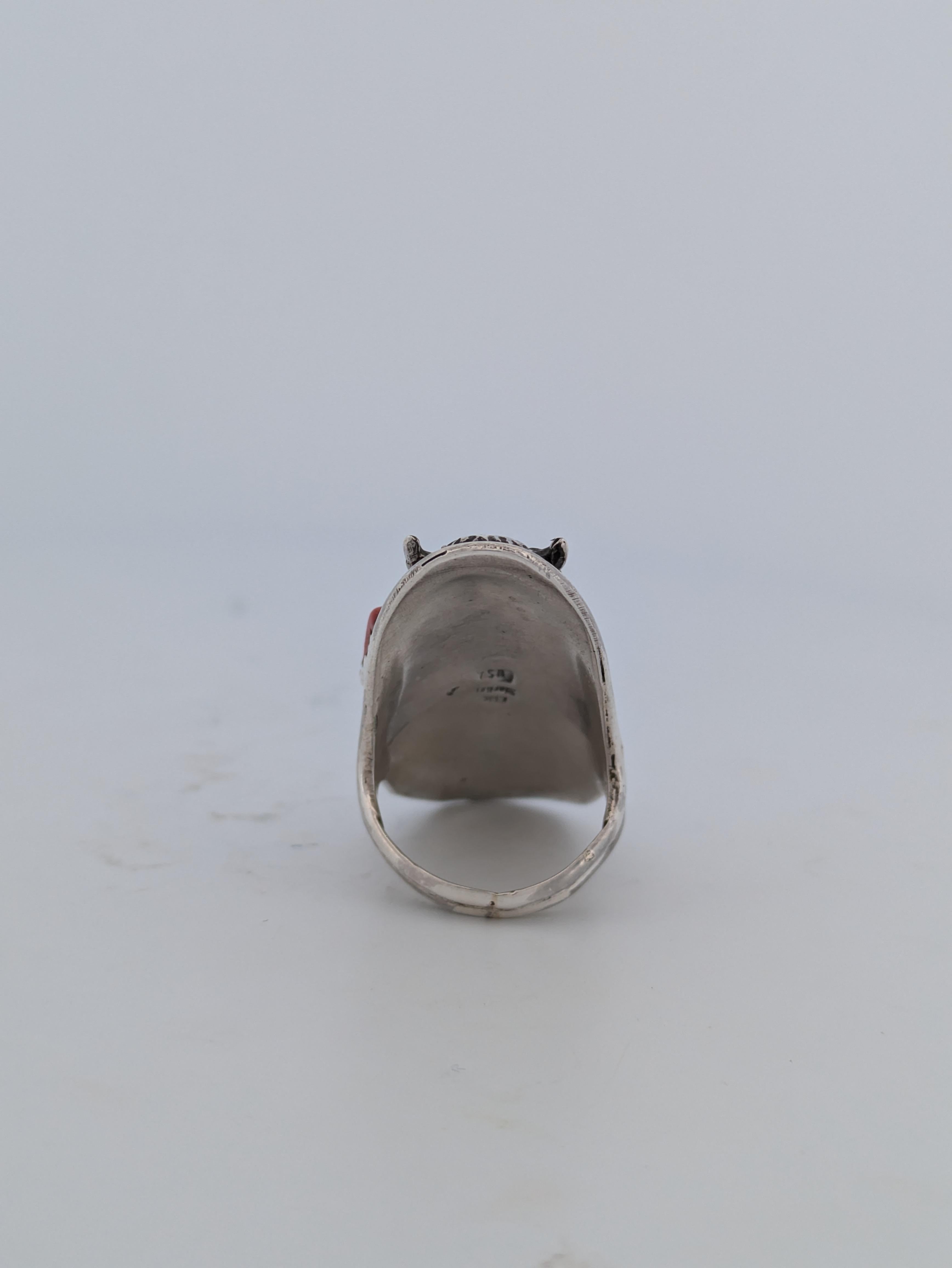 Buffalo Run  Zuni Artist Tammy Qudo's Handmade Sterling Silver Ring In New Condition In Greeneville, TN