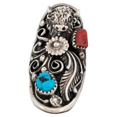 Buffalo Run  Zuni Artist Tammy Qudo's Handmade Sterling Silver Ring