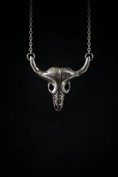 Buffalo Skull (Sterling Silver Pendant) by Ken Fury