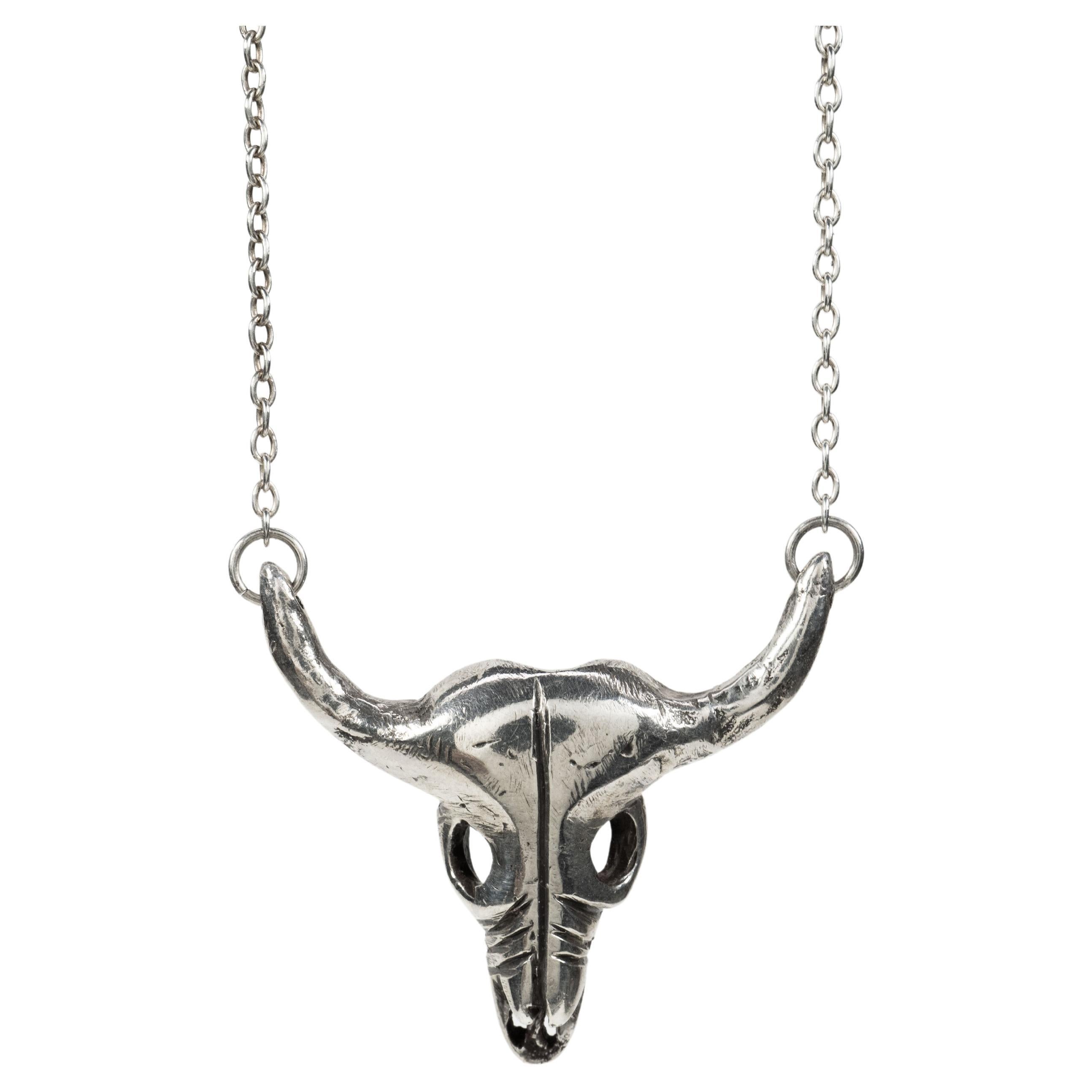 Buffalo Skull (Sterling Silver Pendant) by Ken Fury