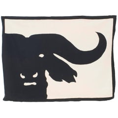 Buffalo Tapestry, Contemporary Hand Woven Wool, Black and White, 2011
