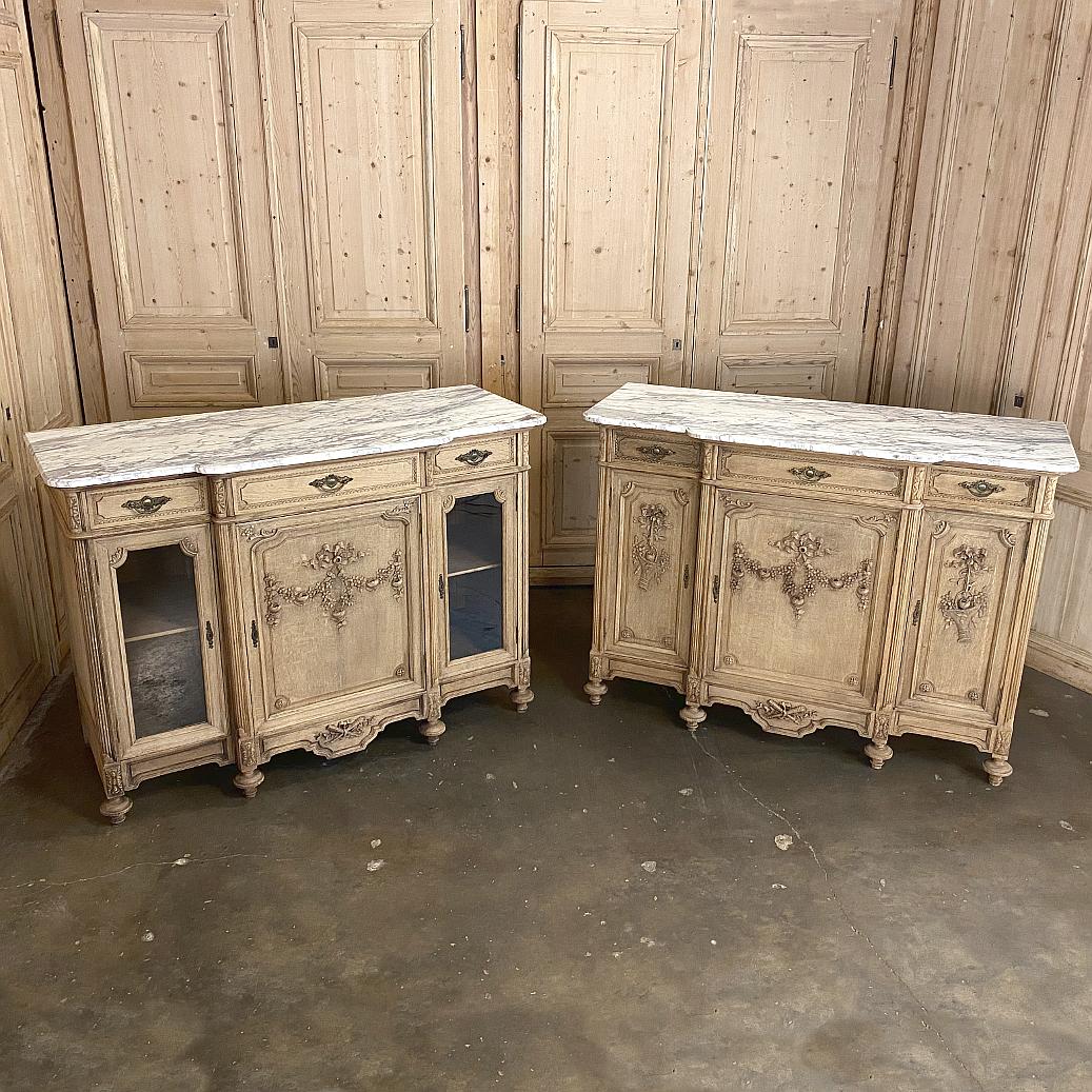 Hand-Carved Buffet, 19th Century French Louis XVI with Marble Top