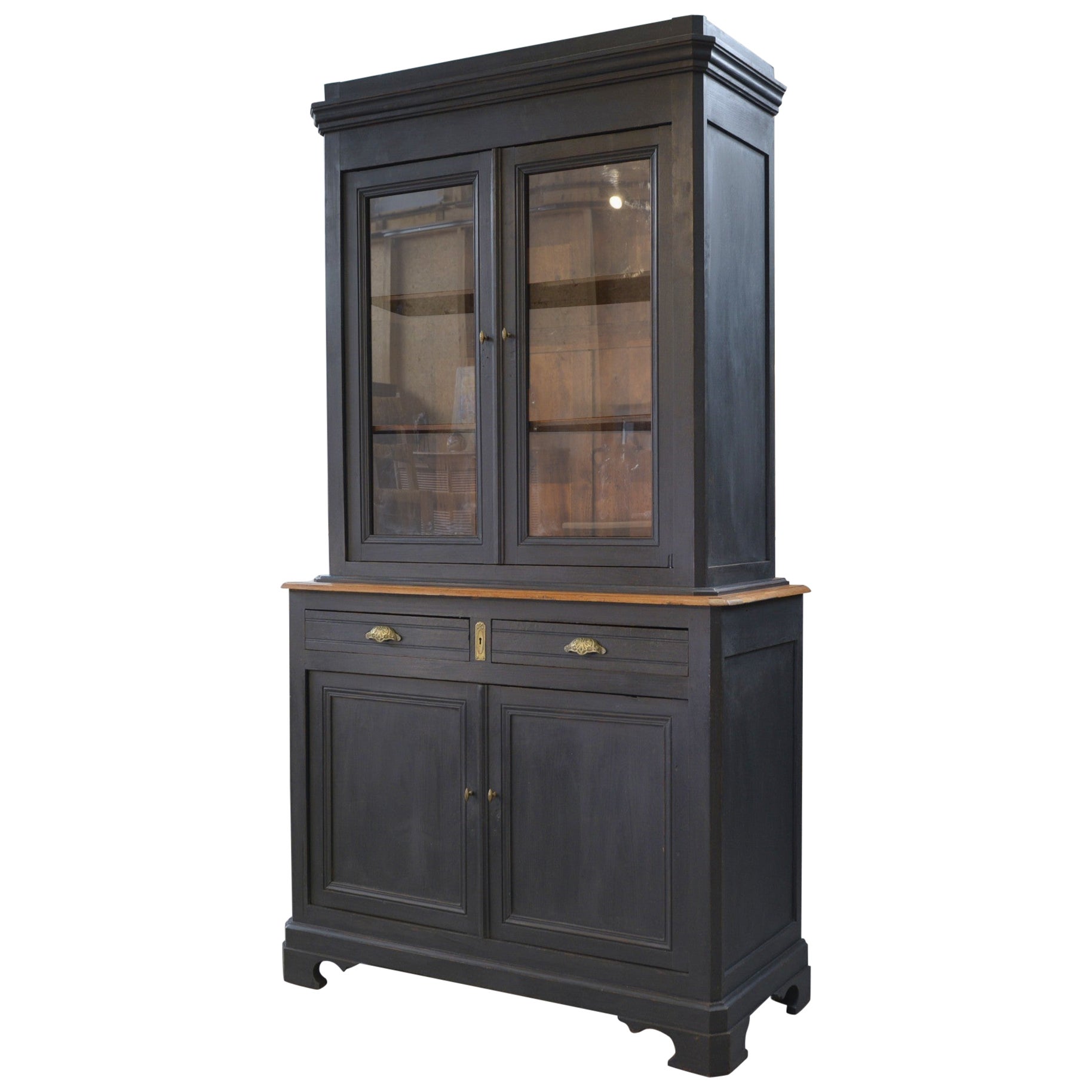 Buffet 2 corps 2 portes 2 tiroirs en pin 1900's