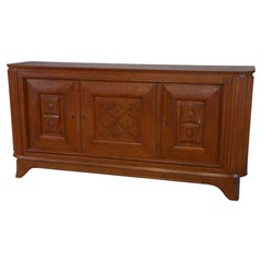 Buffet 3 portes en chêne massif pieds galbés 1950's