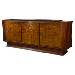Buffet Art Déco en palissandre et porte dorée à la feuille Maison Dominique