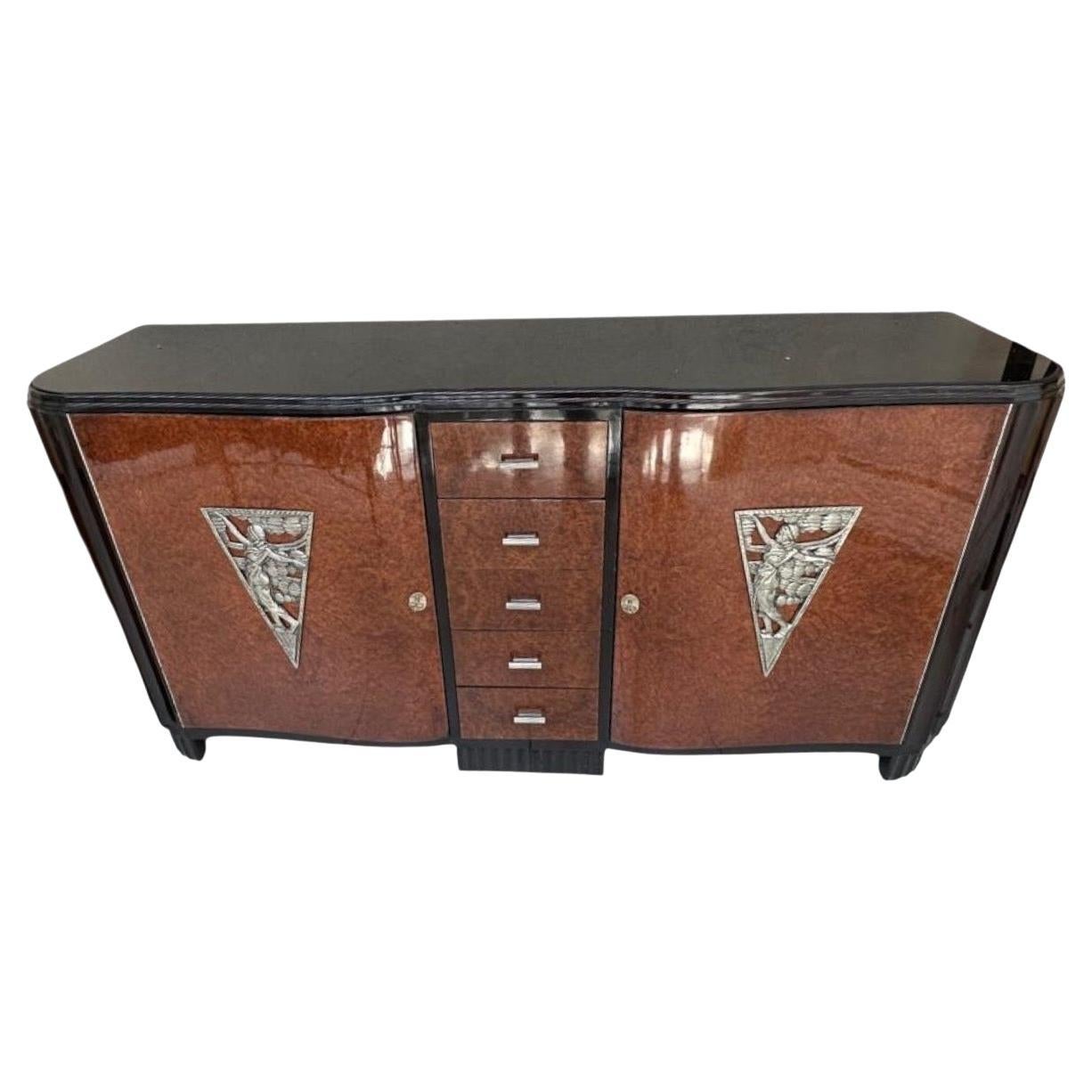 Buffet Art Deco in wood and silver-plated bronze France 1920