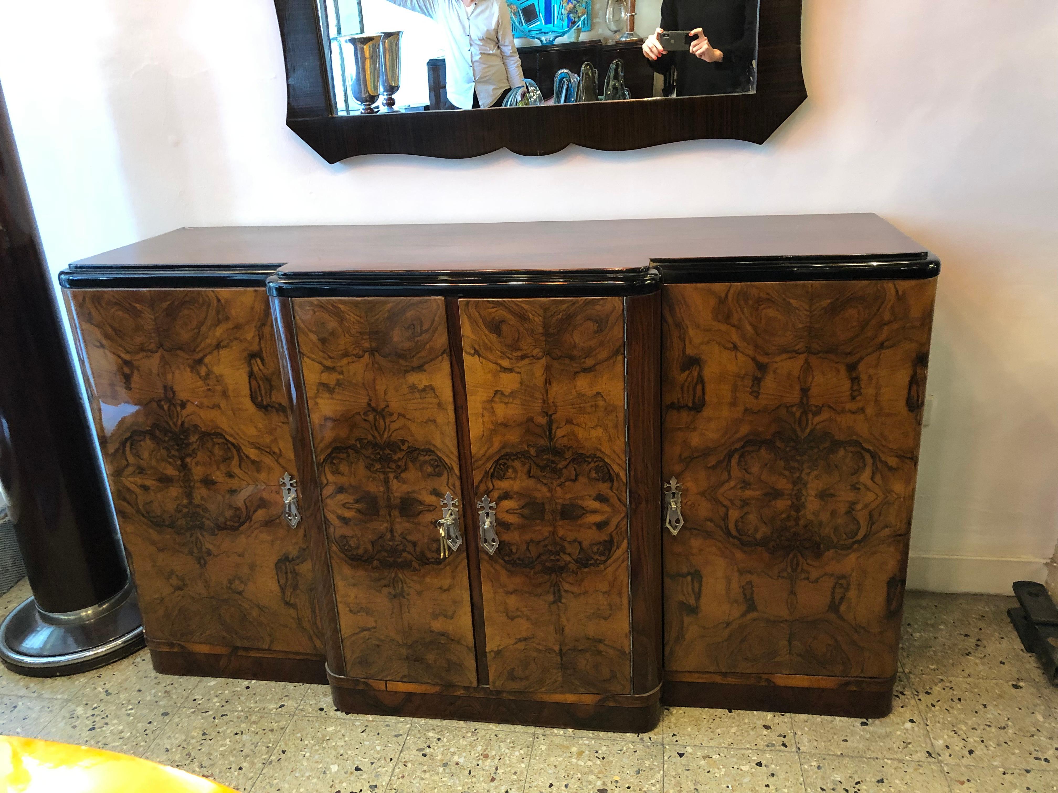 French Buffet Art Deco in Wood with Drawers, France 1930 For Sale