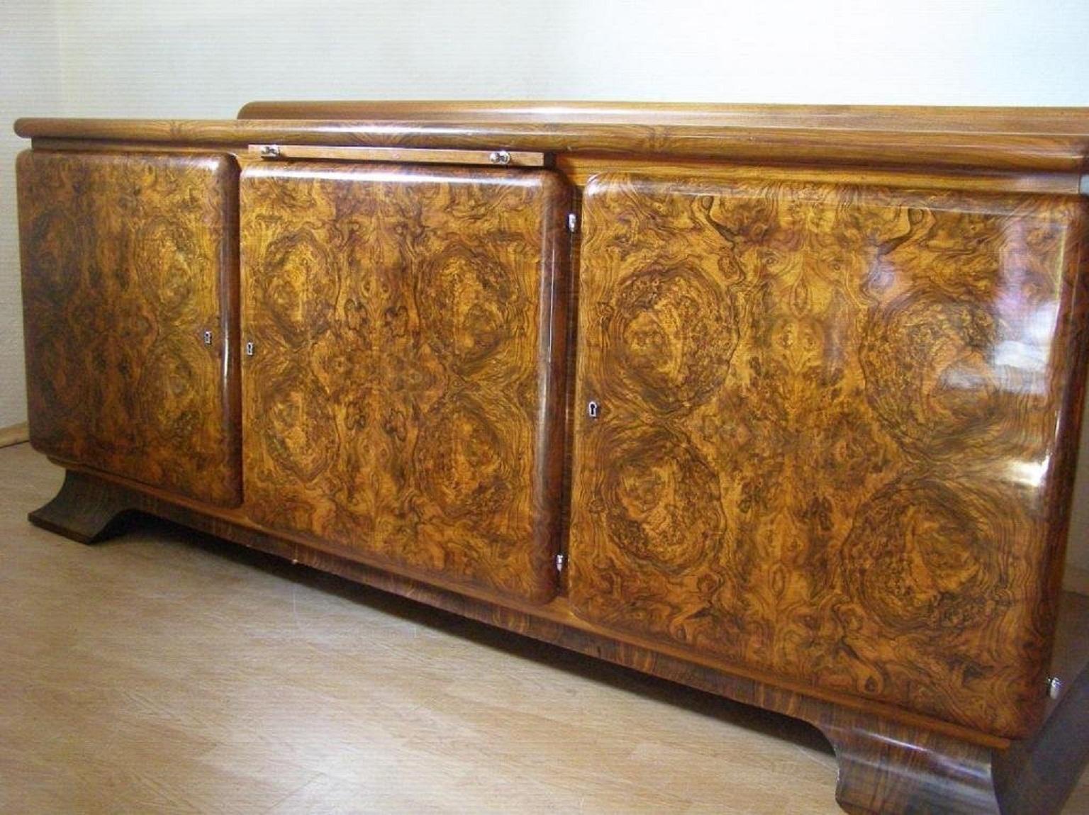 We present a made to order, unique designer Art Deco buffet from 1920, designed and made by a famous designer and carperter Jindrich Halabala - (a Czech designer ranked among the most outstanding creators of the modern period. The peak of his career
