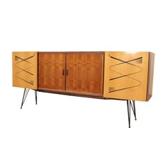 Buffet Ash and Mahogany Veneer, Metal, Polyester, Italy, 1960s