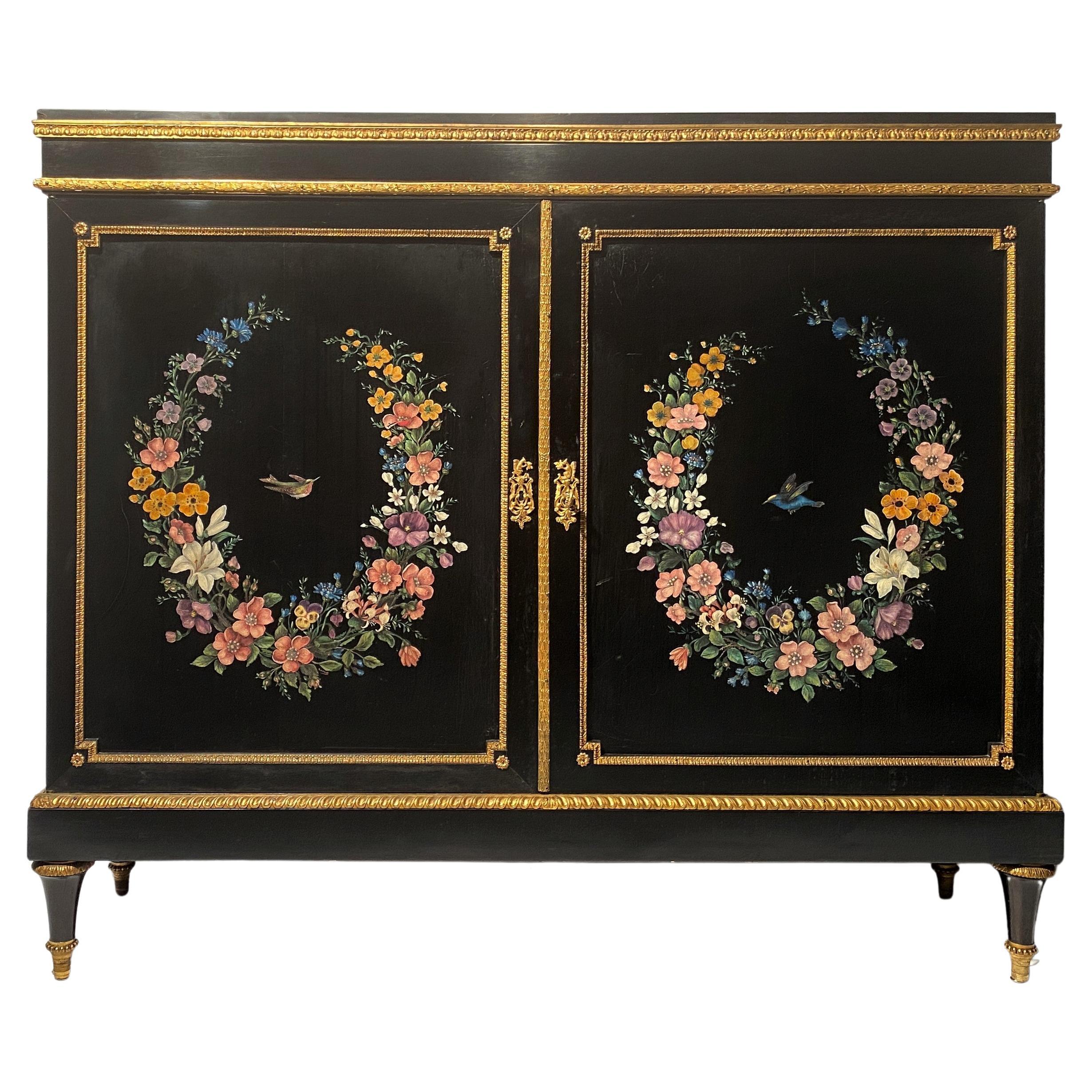 Buffet at Support Height with Painted Polychrome Decoration, Napoleon III Period For Sale