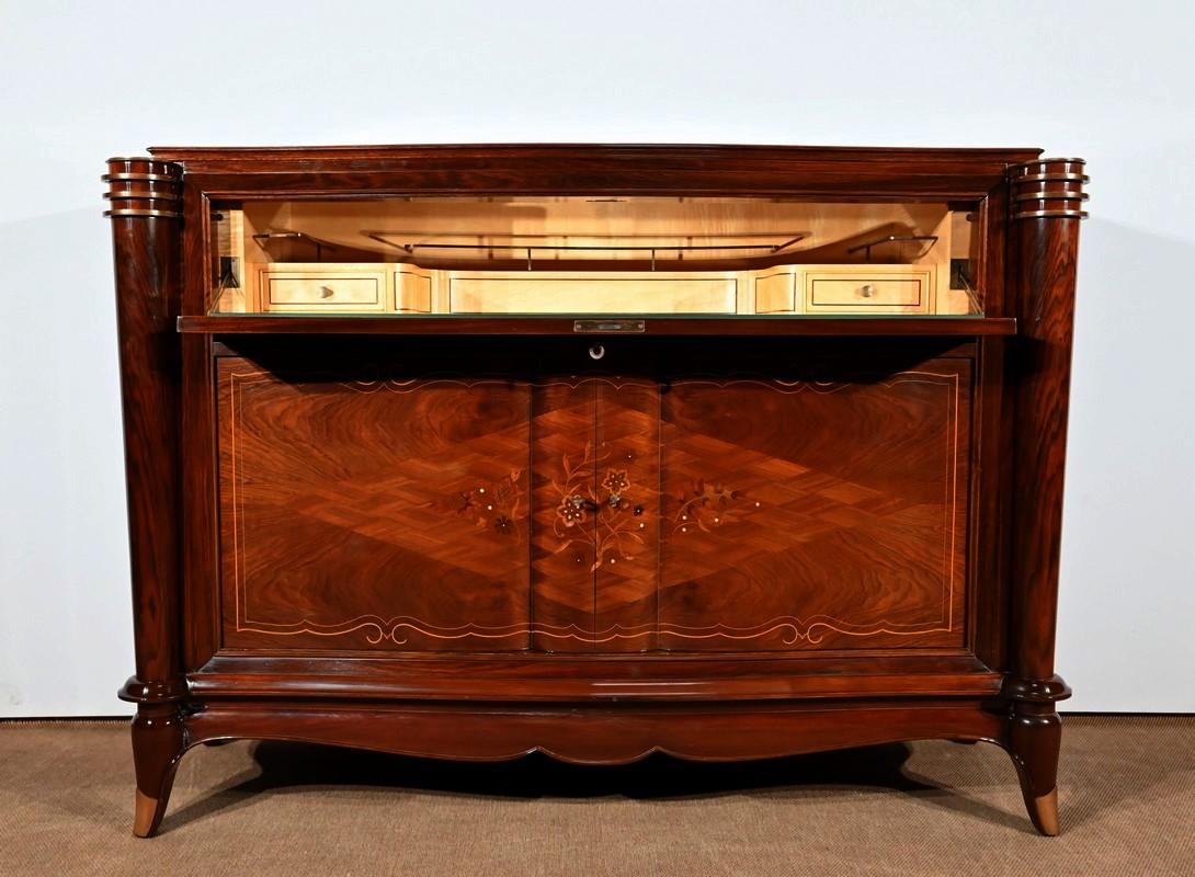 Precious Wood Bar Buffet attributed to J.Leleu, Art Deco – 1940 For Sale 7